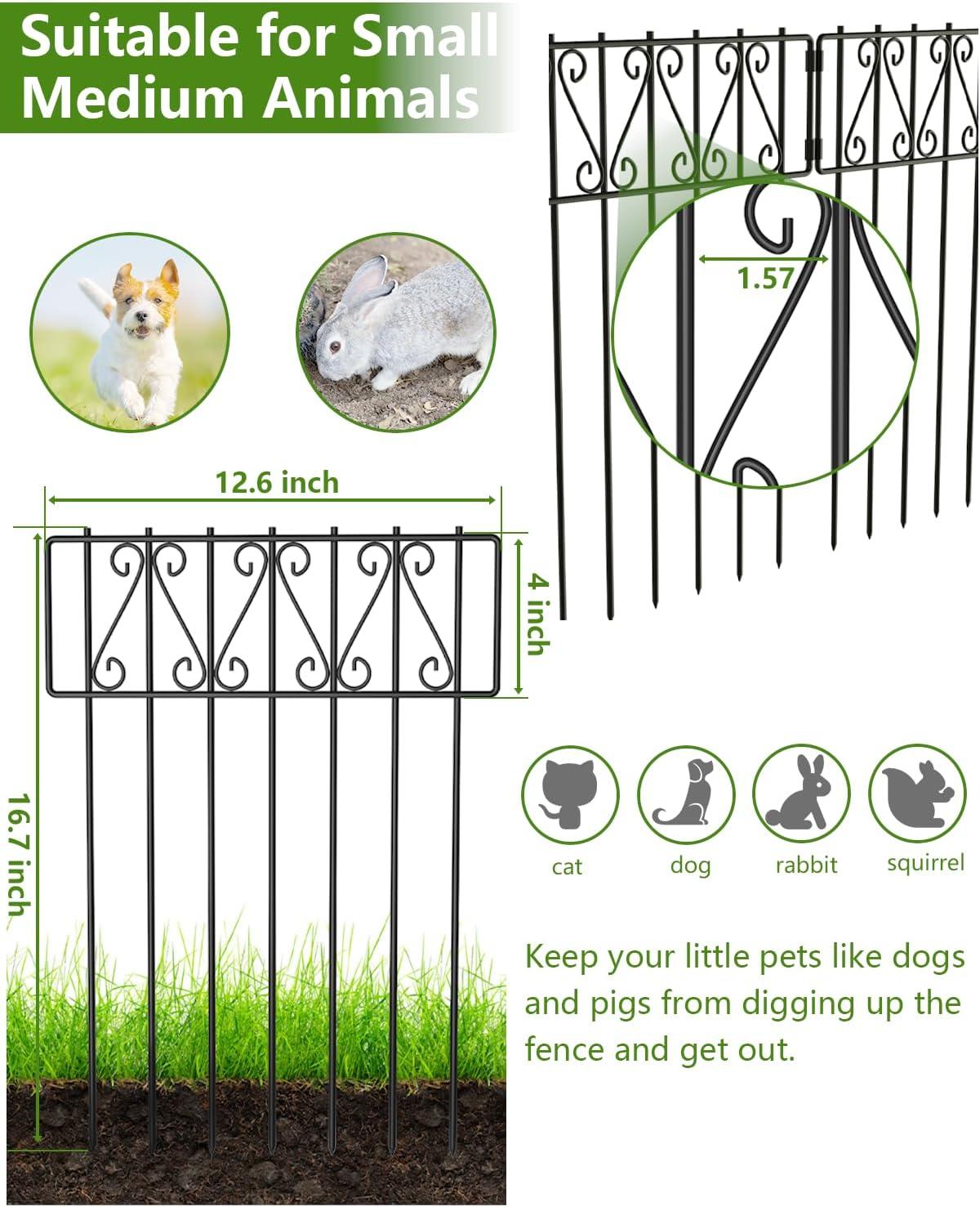 MOOACE 25 Pack Animal Barrier Fence,16.7 in(H) X 26.25 Ft(L) No Dig Decorative Fences, Rustproof Metal Small Fencing Panels, Dog Rabbits Blocker Fence for Outdoor Yard for Ground Stakes