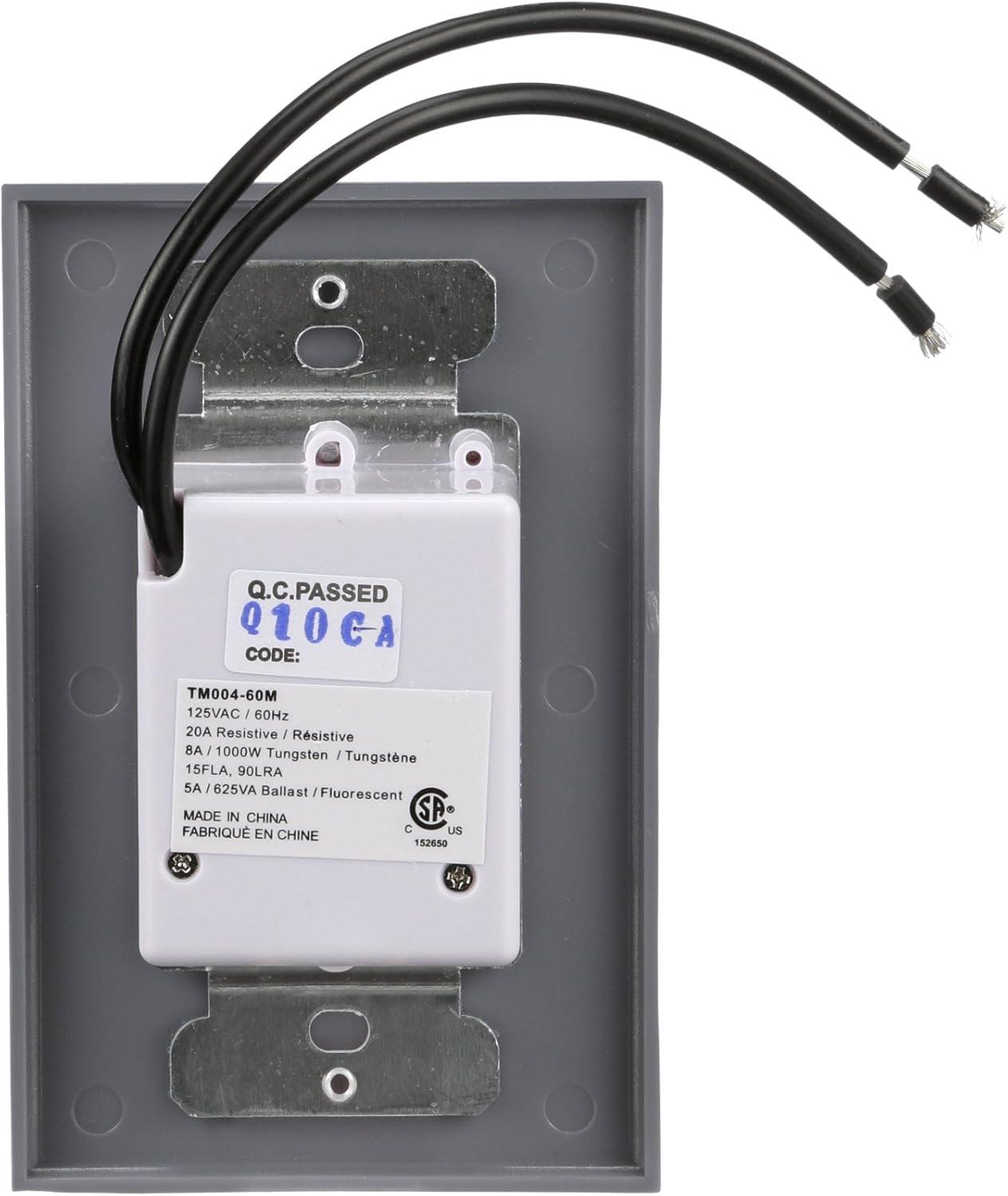 Woods 59719WD 60-Minute Spring Wound Timer with Gray Wall Plate