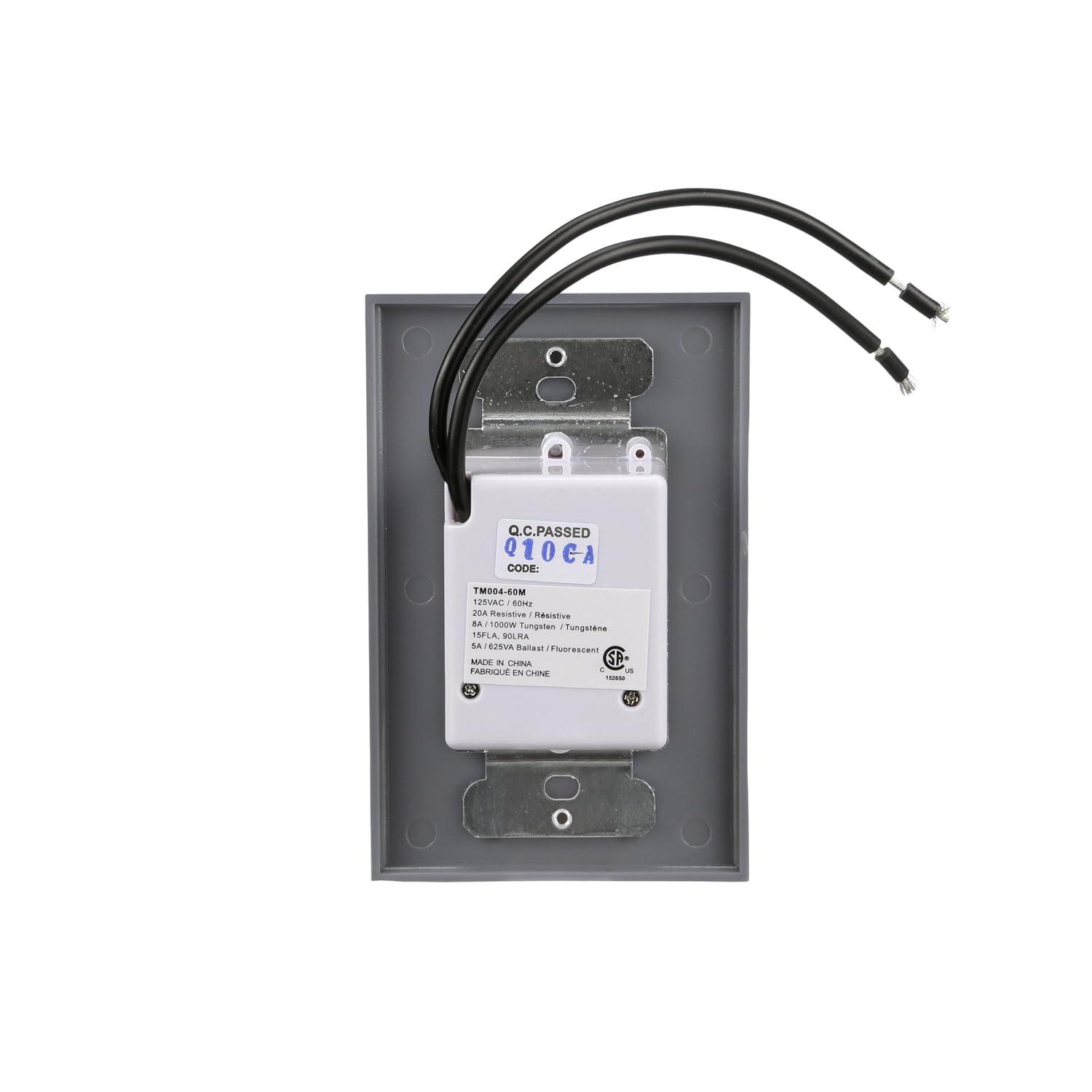 Woods 59719WD 60-Minute Spring Wound Timer with Gray Wall Plate