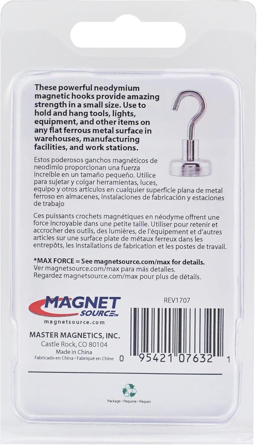 Master Magnetics 07632 The Magnet Source Magnetic Hook, Silver