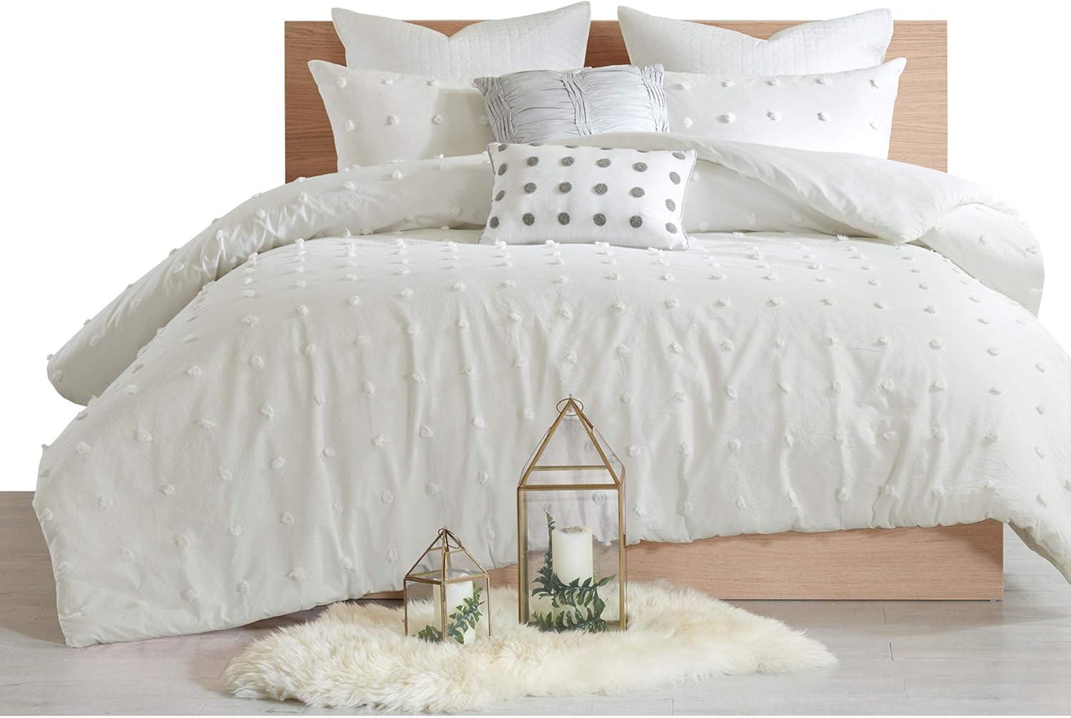 Intelligent Design Brooklyn Cotton Jacquard Duvet Cover Set with Euro Shams and Throw Pillows