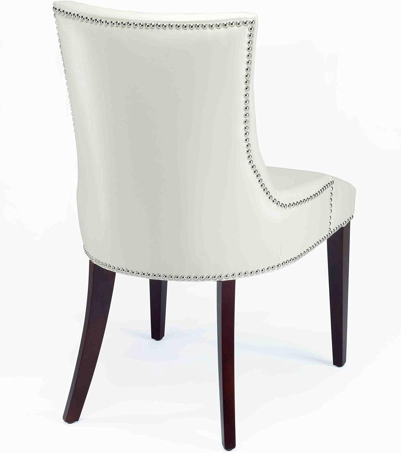 Becca 19''H Dining Chair with Silver Nail Heads - Cream/Leather - Safavieh