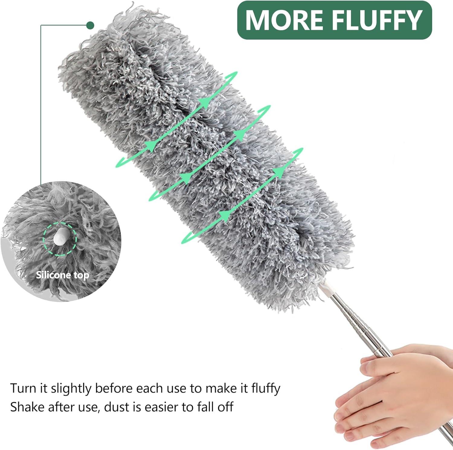 SetSail Extra-Long Dusters with Extension Pole 100-inch for Cleaning, Bendable Microfiber Head Washable Ceiling Fan Duster for High Ceilings, Furniture