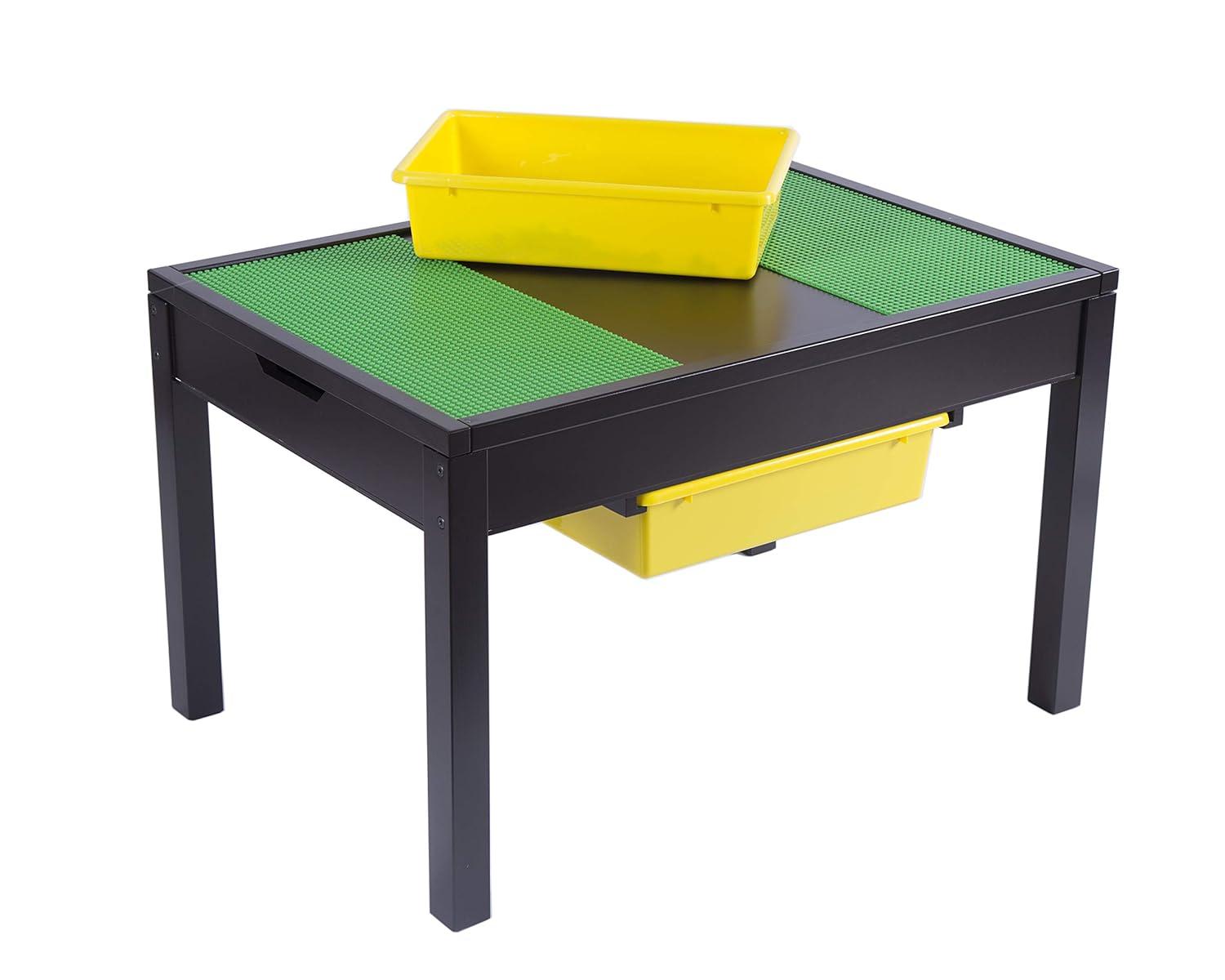 Espresso Wooden Kids Activity Table with Storage and Reversible Board