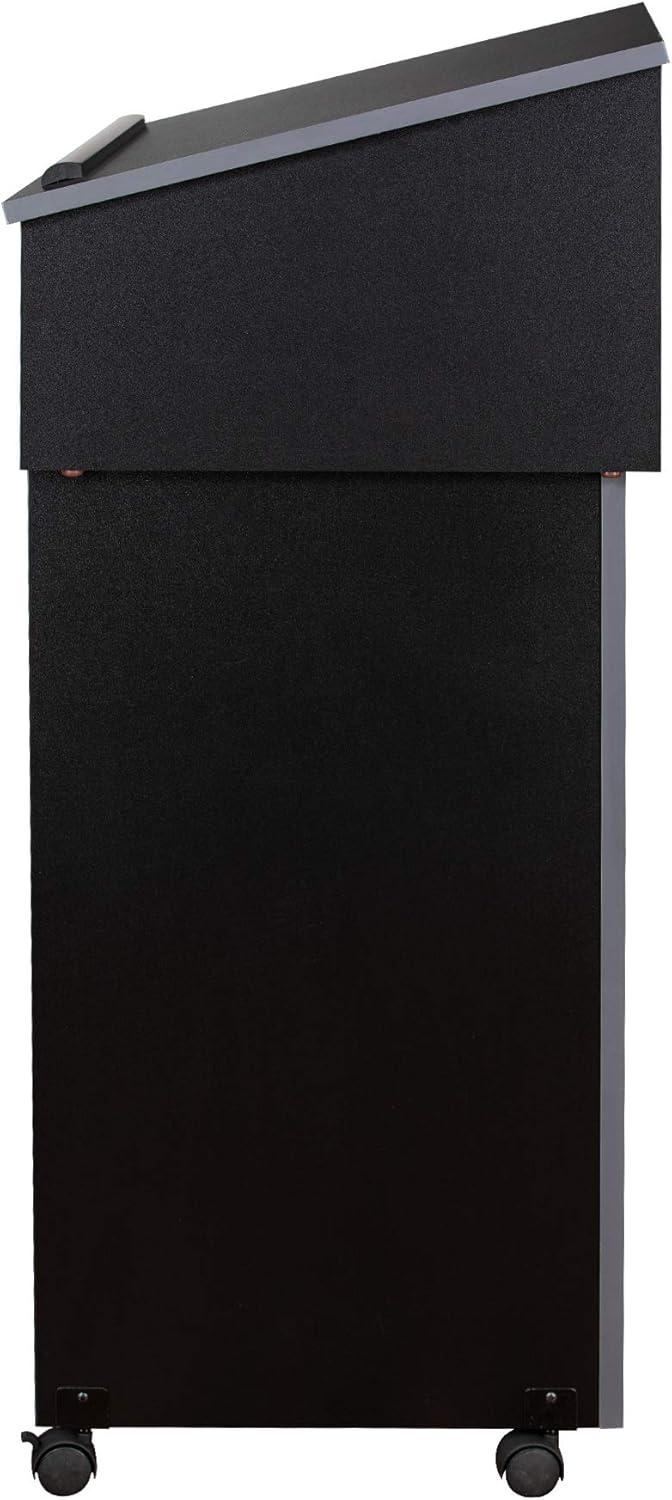 Black and Gray Portable Tabletop Lectern with Storage Shelf