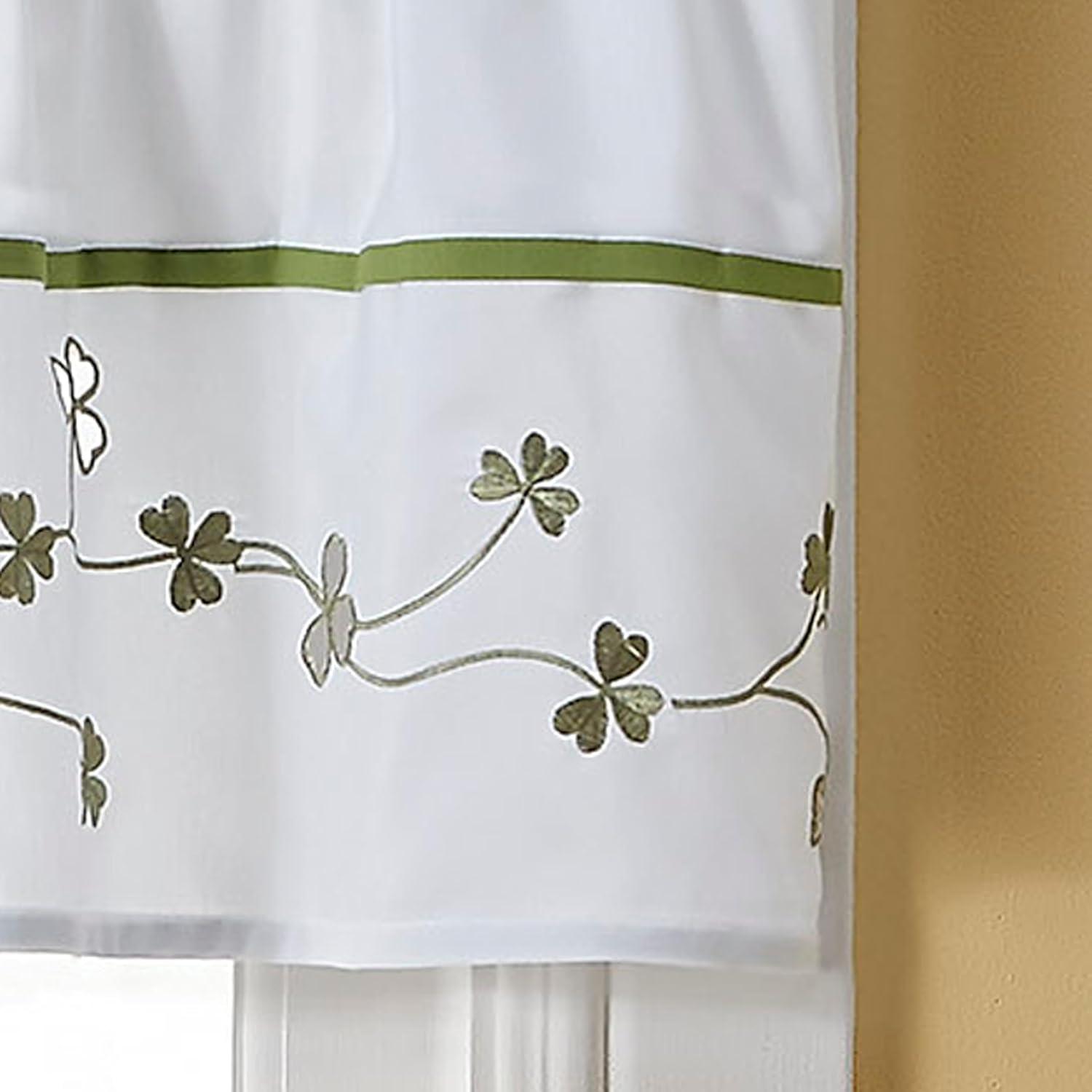 CHF & You Clover Kitchen Curtains, Embroidered, Set of 2, Adult