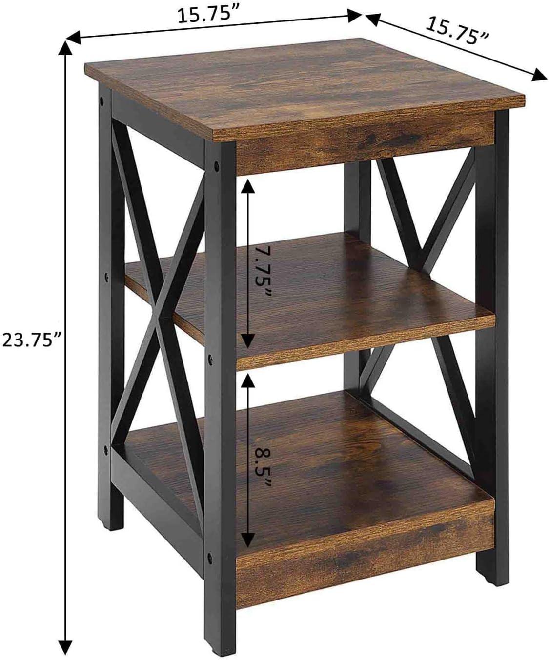 Covenience Concepts Oxford End Table with Shelves, Barnwood/Black