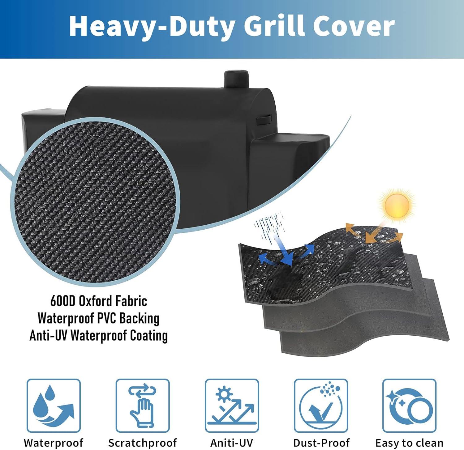 Black Heavy-Duty Grill Cover for Pit Boss Pro Series 1100