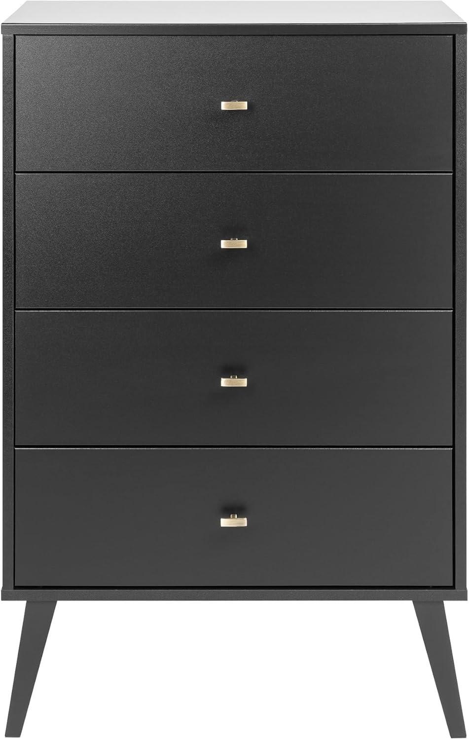 Prepac Milo Mid Century Modern 4-Drawer Vertical Chest, Black