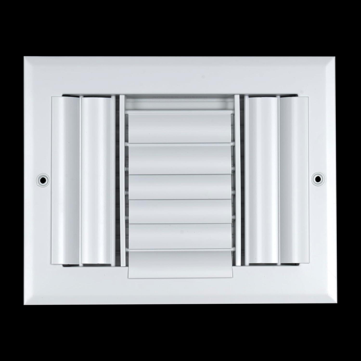 Fits 8x4 Duct Opening Aluminum 3-WAY Adjustable Air Supply Grille by Handua | Curved Blade Register Vent Cover for Sidewall & Ceiling | White | Outer Size: 9.75" X 5.75"