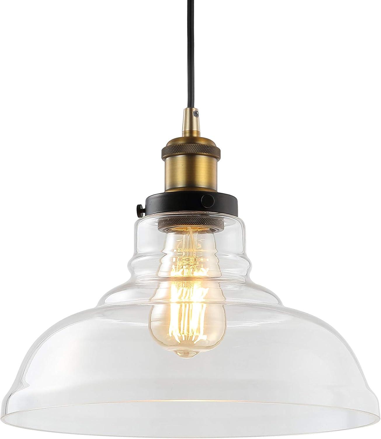 Litchfield 11" Brass and Glass Farmhouse LED Pendant