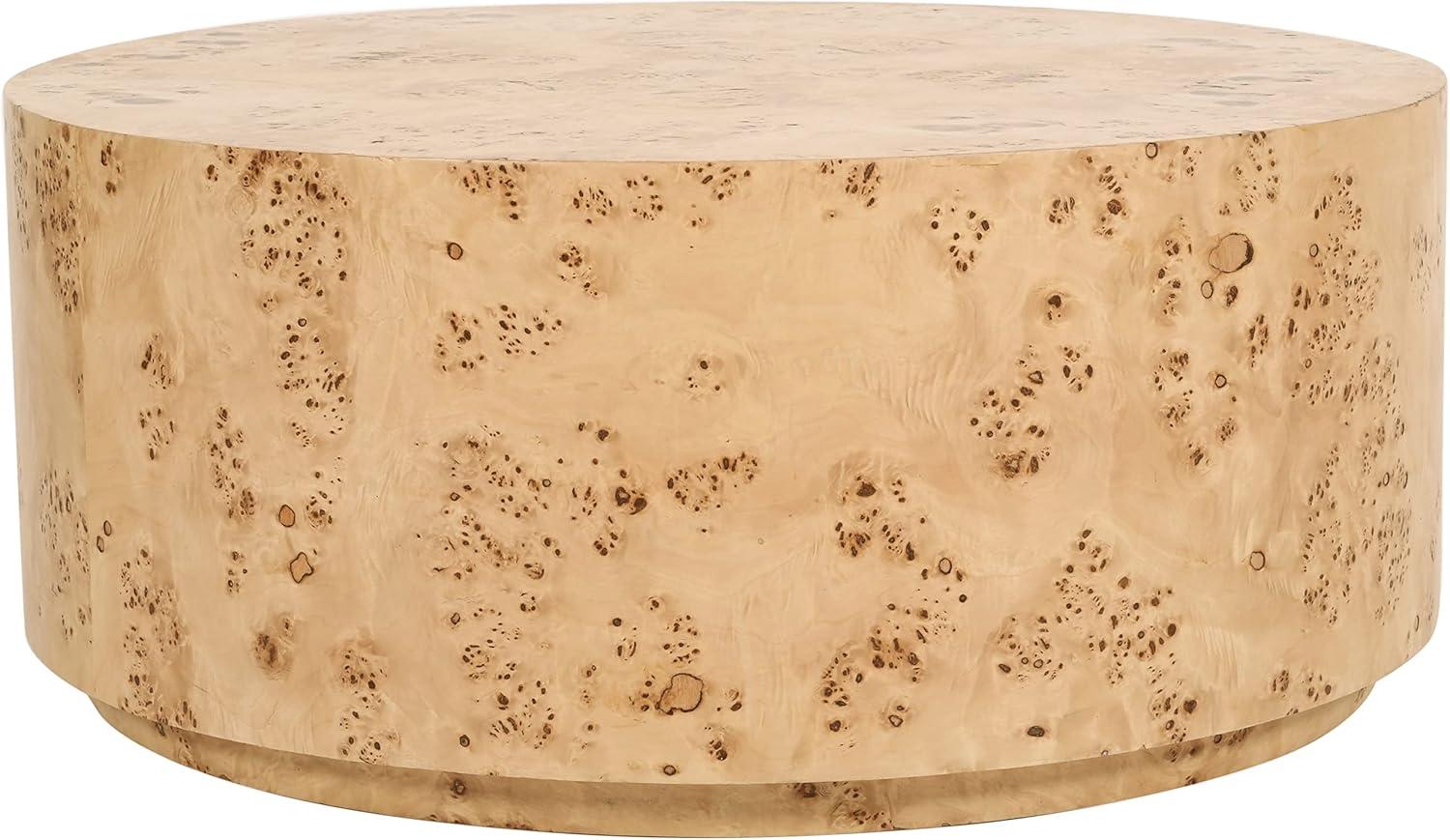 Natural Ash Burl Wood Round Coffee Table, 36"