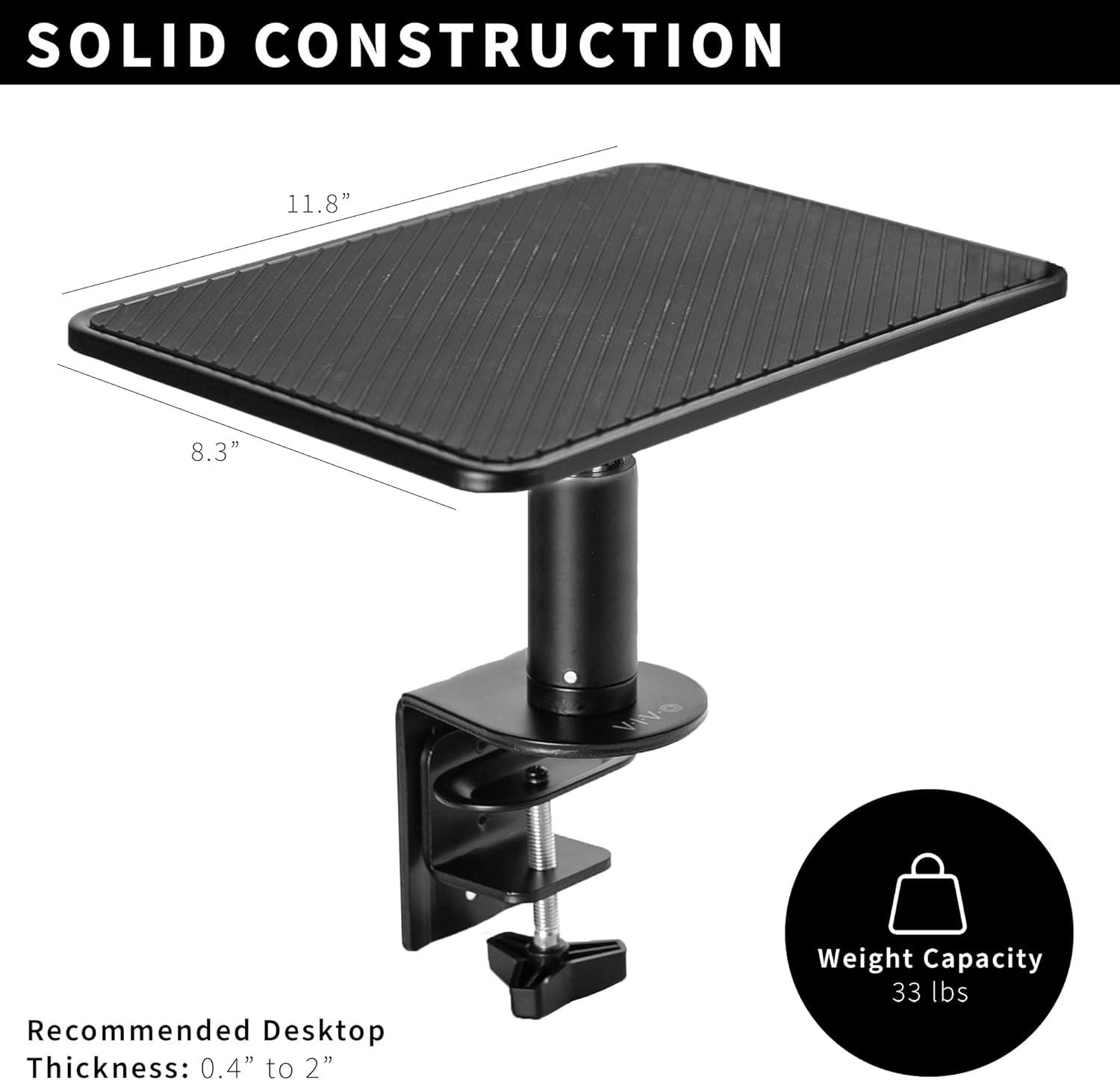 VIVO Black Universal Clamp-on Ergonomic Computer Monitor Laptop Riser Desk Stand