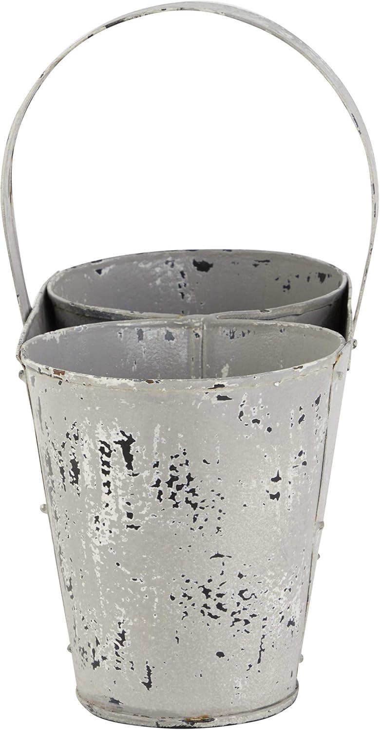 12" Wide Planter with Handle, Farmhouse Metal for Indoor/Outdoor Use - Olivia & May: Iron, No Drainage Holes