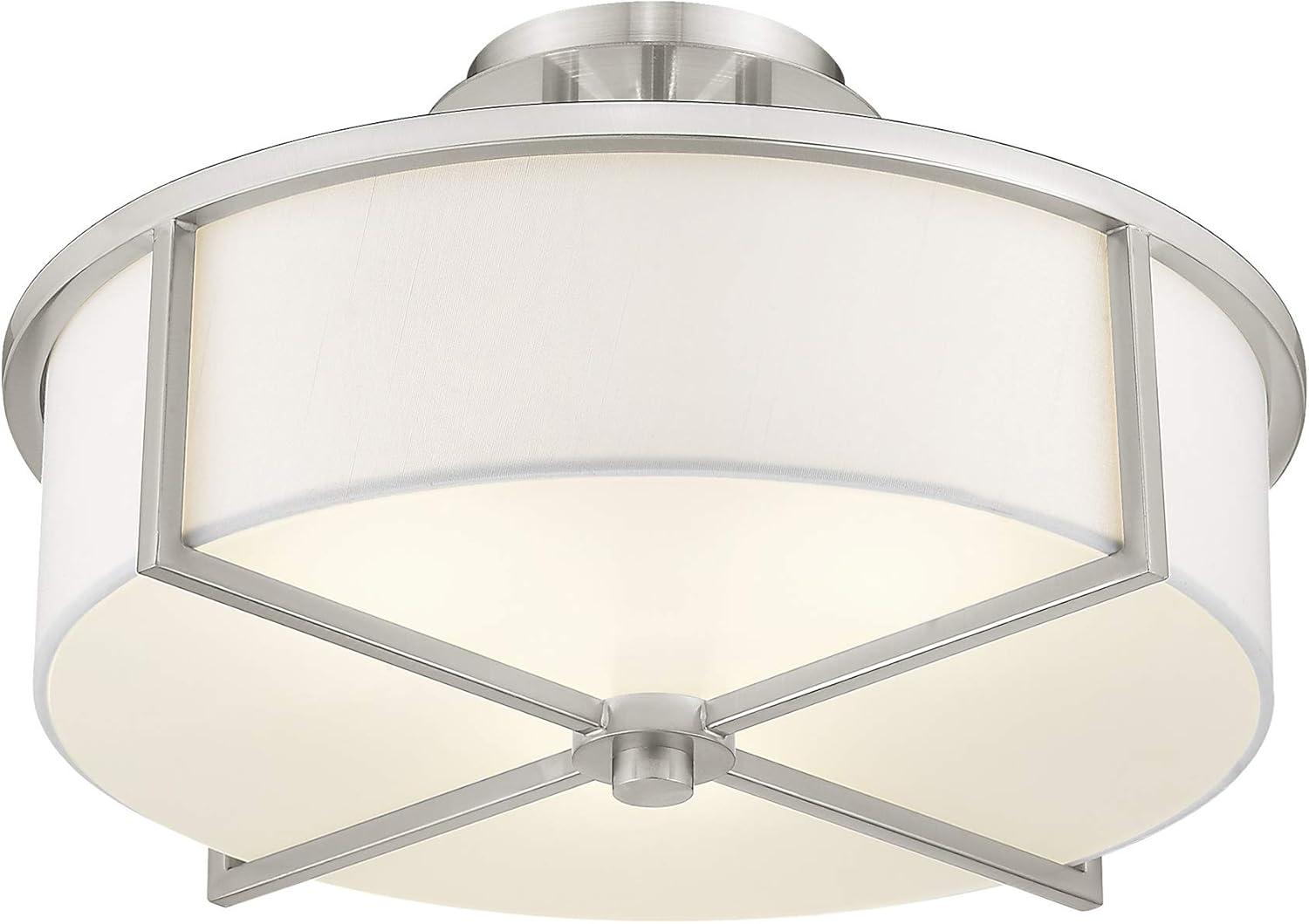 Wesley Brushed Nickel 3-Light Drum Ceiling Mount