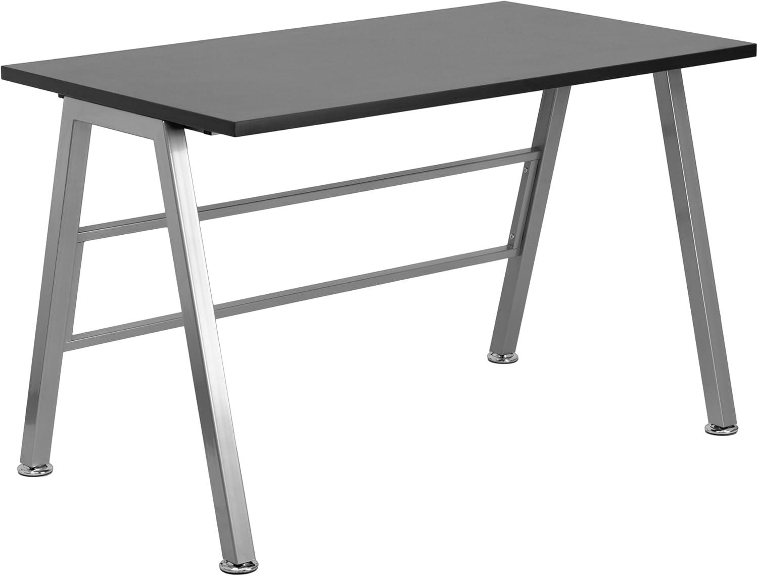 Sleek Black Modern Home Office Desk with Sturdy Frame