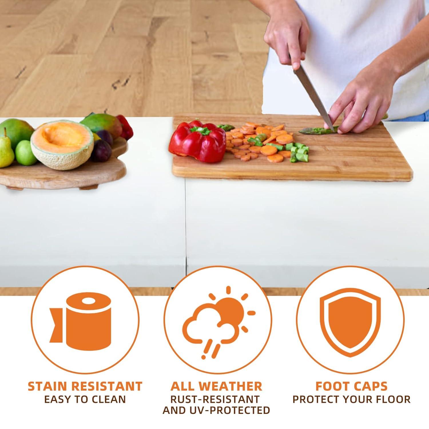 Plainsity Mesa Plegable de Plástico de 6 Pies - Mesa de Comedor Portátil, Plegable y Resistente para Fiestas, Bodas, BBQ, Camping, Eventos en el Patio Trasero - Mesa Utilitaria para Interiores/exteriores con Asa de Transporte Blanca