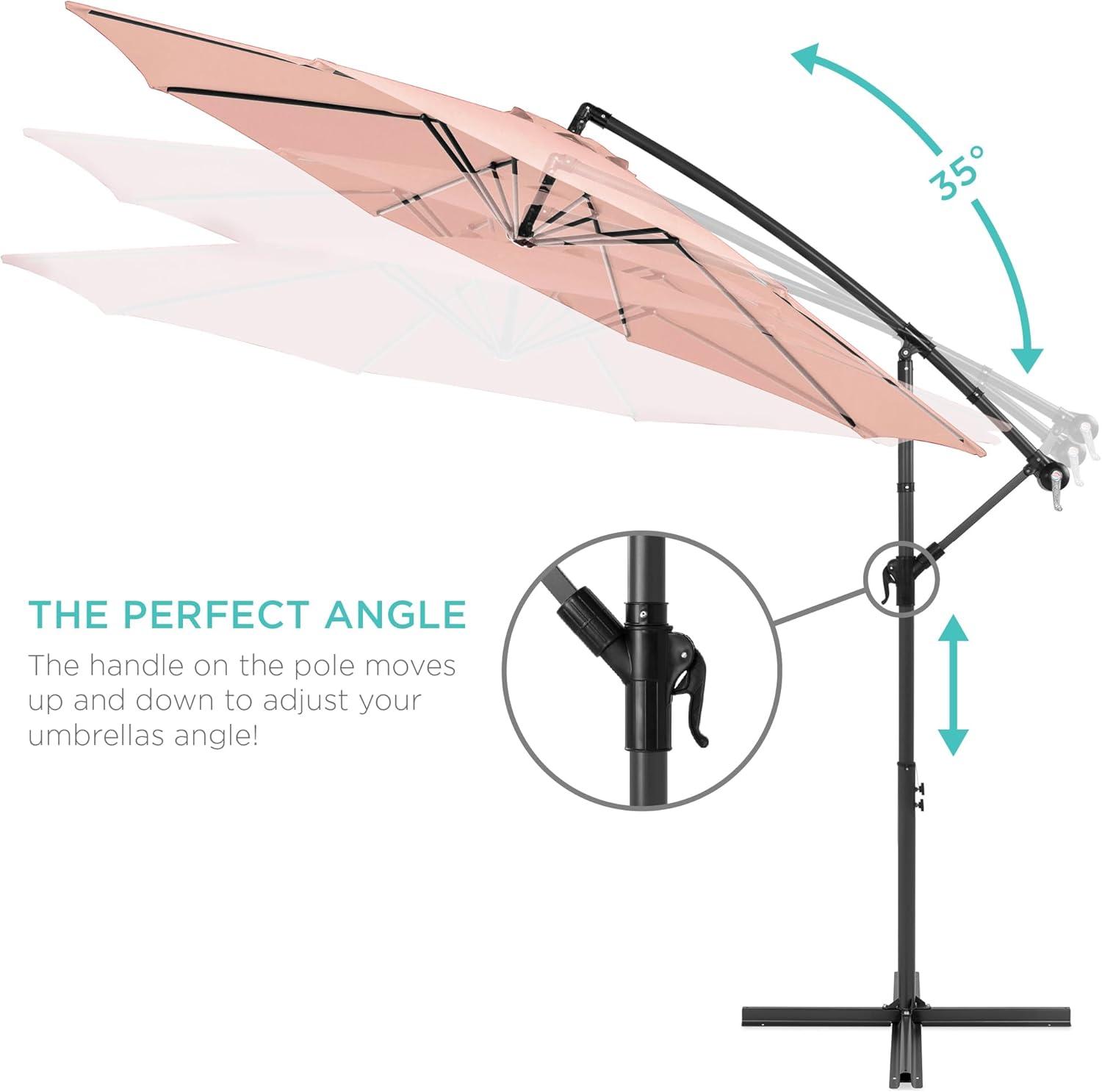 Best Choice Products 10ft Offset Hanging Outdoor Market Patio Umbrella w/ Easy Tilt Adjustment - Rose Quartz
