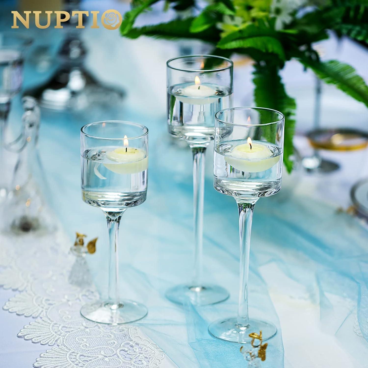 Nuptio Hurricane Glass Candle Holder Tea light Candle Holders ，3Pcs Tall Tealight Candle Holder Votive Candle Holders for Table Centerpiece Home Decoration
