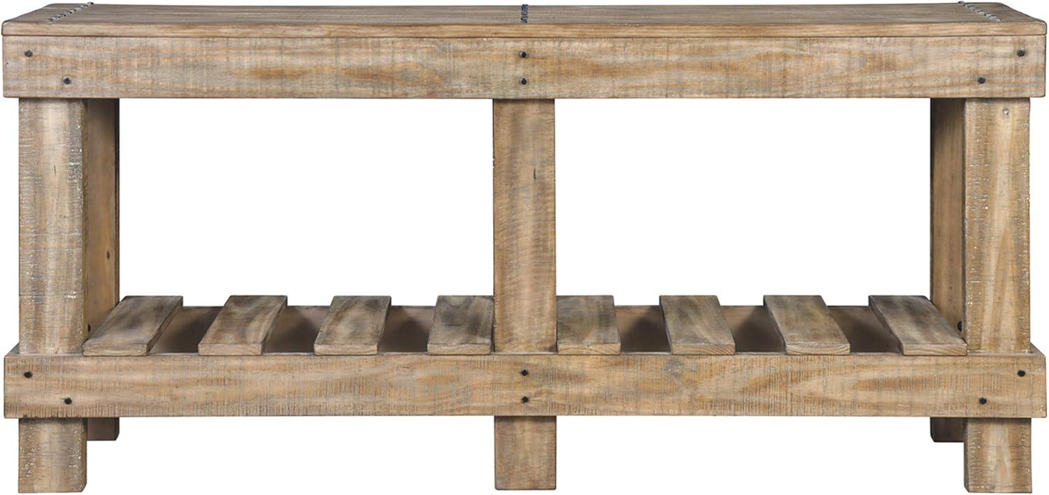 Susandeer Sofa and Console Table Brown - Signature Design by Ashley: Modern Entryway, Open Shelf Storage