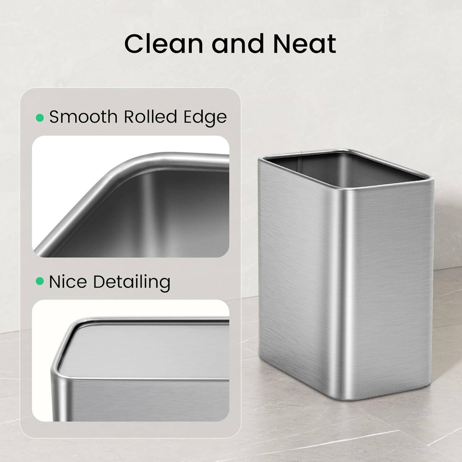 Stainless Steel Open-Top Trash Can - 2.1 Gallons