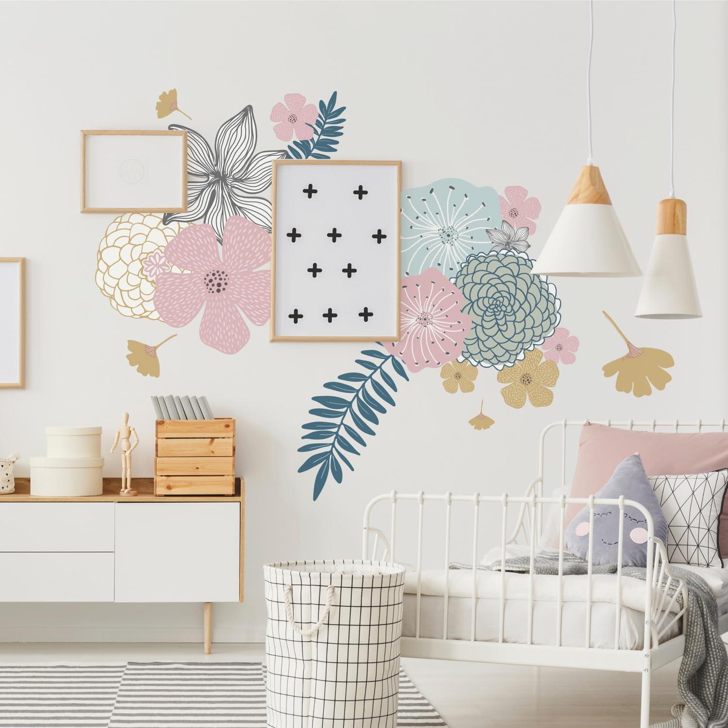 Perennial Blooms Peel and Stick Giant Wall Decal - RoomMates: Easy Transformative Floral Decor, Vinyl, Reusable, Self-Adhesive