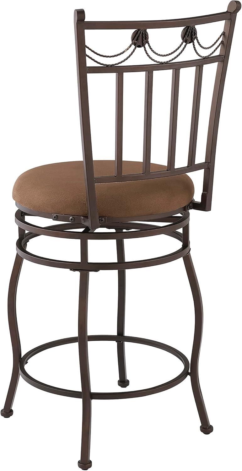 Linon Swag Counter Stool, Brown, 24 inch Seat Height