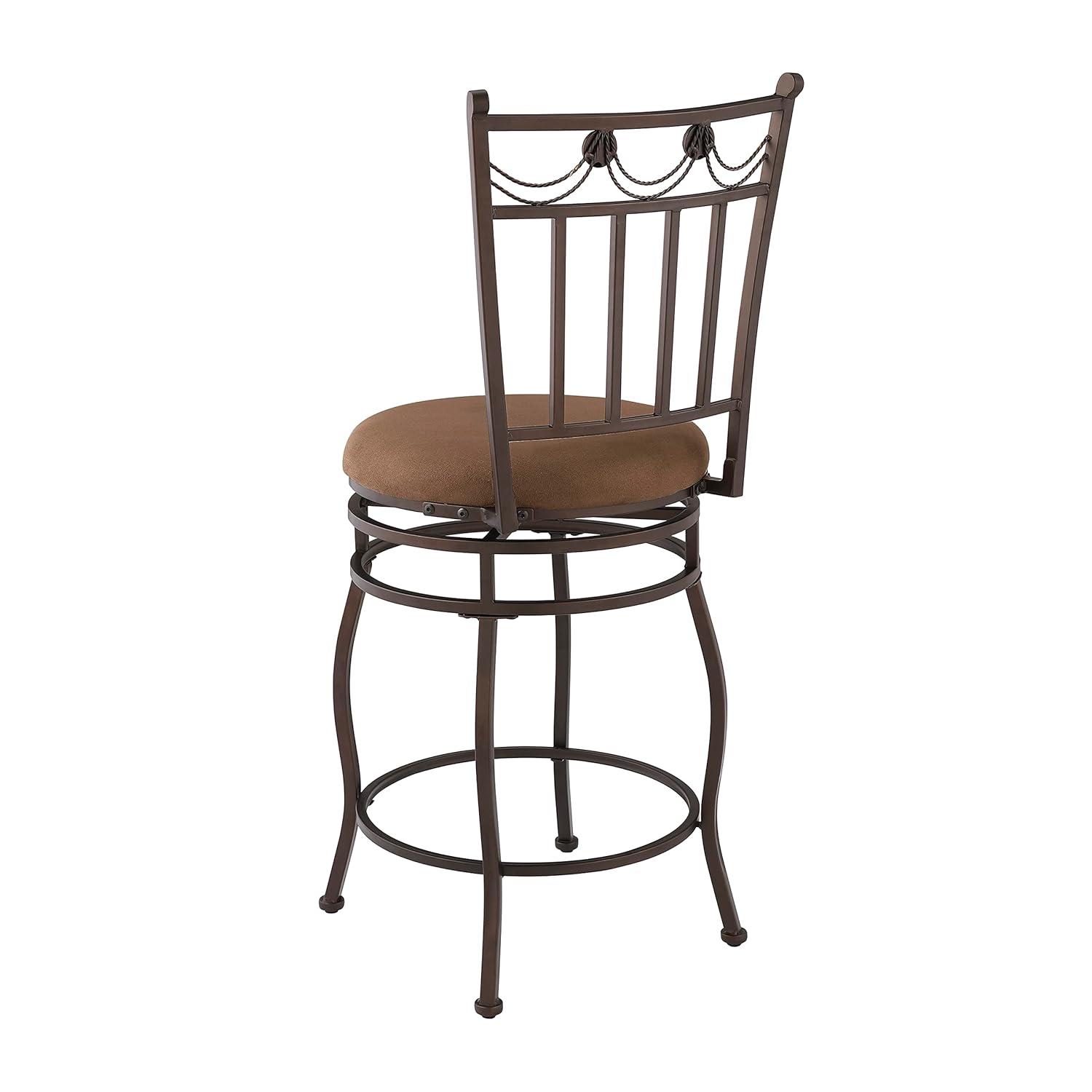 Linon Swag Counter Stool, Brown, 24 inch Seat Height