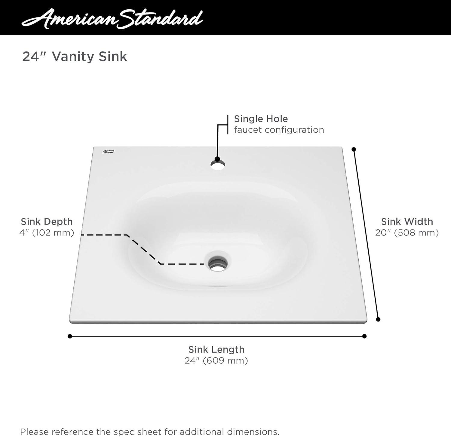 American Standard Studio S 20'' White Vitreous China Rectangular Bathroom Sink with Overflow