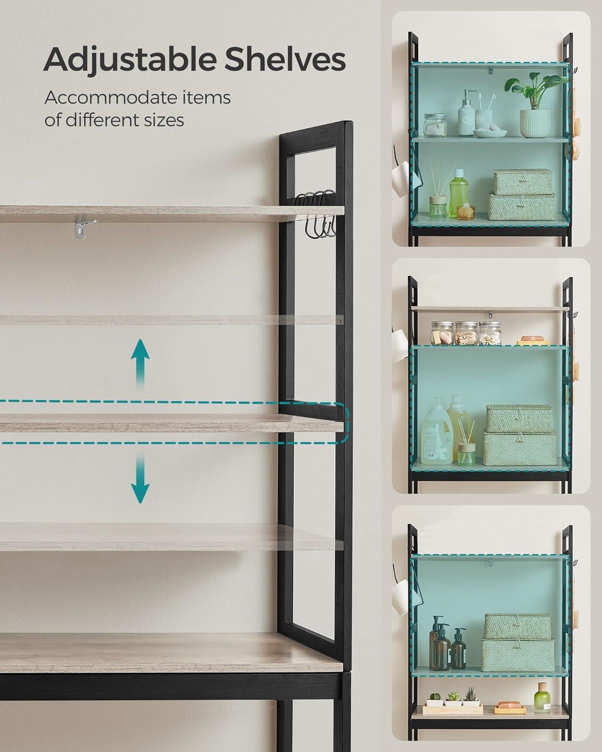 Over The Toilet Storage, 3-Tier Bathroom Organizer,Greige and Black