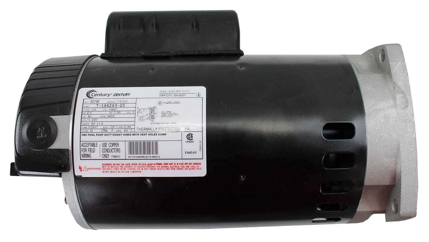 Century AO Smith B2748 Single Speed Square Flange Swimming Pool Pump Motor 2 HP