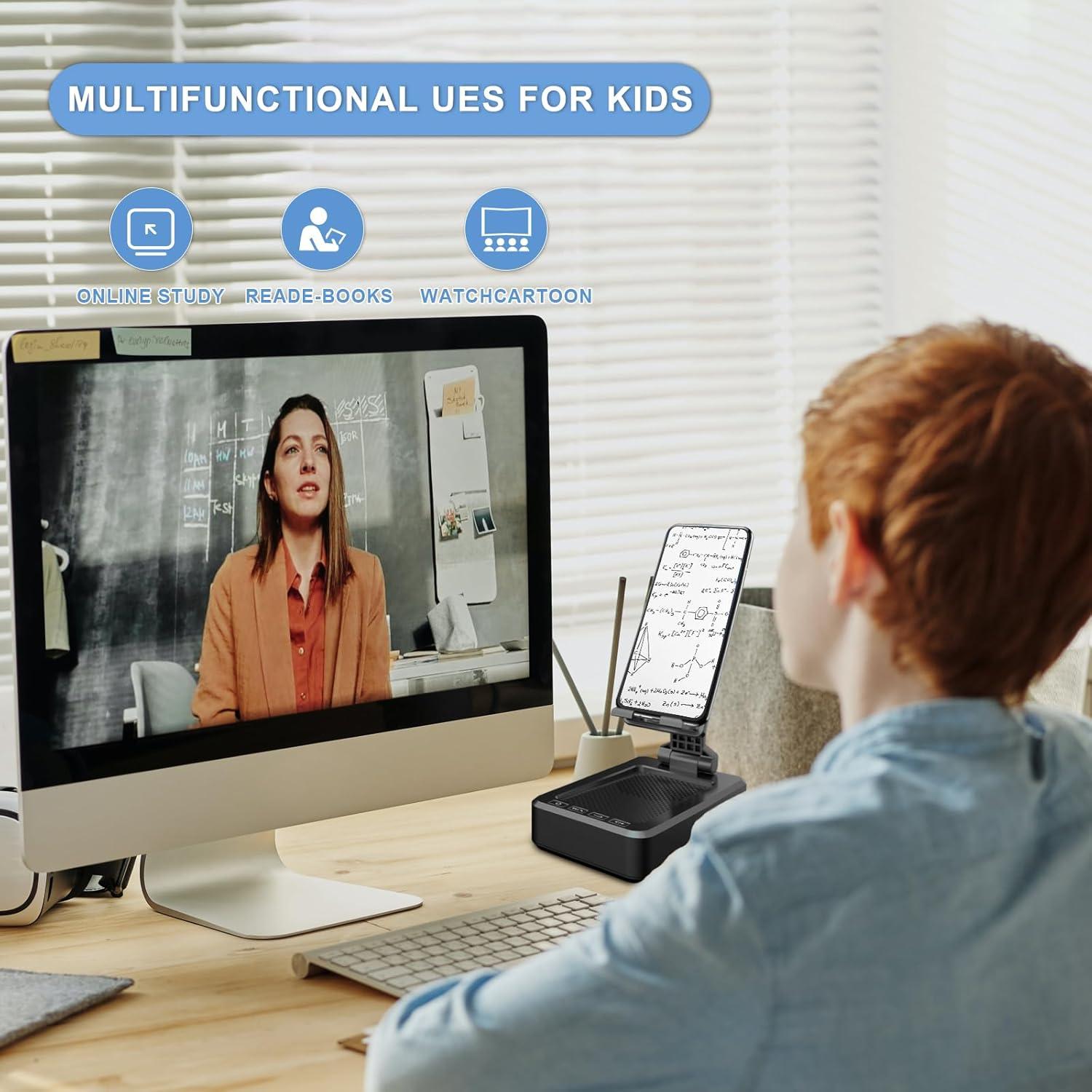 Cell Phone Stand with Wireless Bluetooth Speaker Compatible for Any Smartphones,Anti-Slip Design Phone Holder with HD Surround Sound Bluetooth Speaker for Home,Office,Outdoor