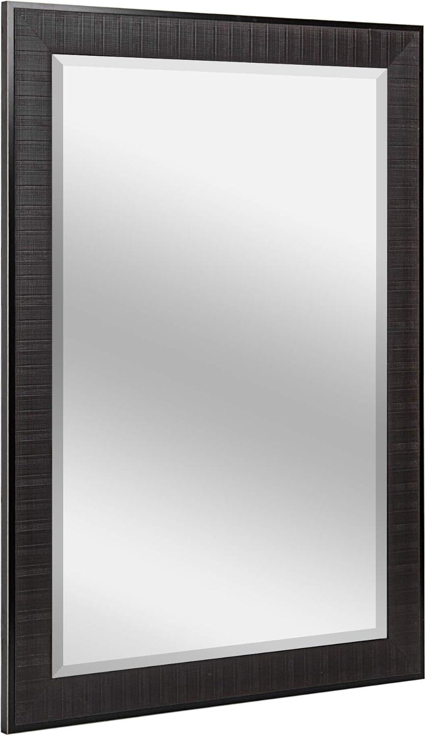 Rustic Brown Beveled 27.5 x 33.5 Rectangular Bathroom Vanity Mirror