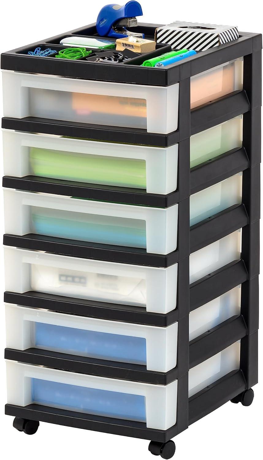 IRIS USA Plastic Rolling Storage Drawer Cart