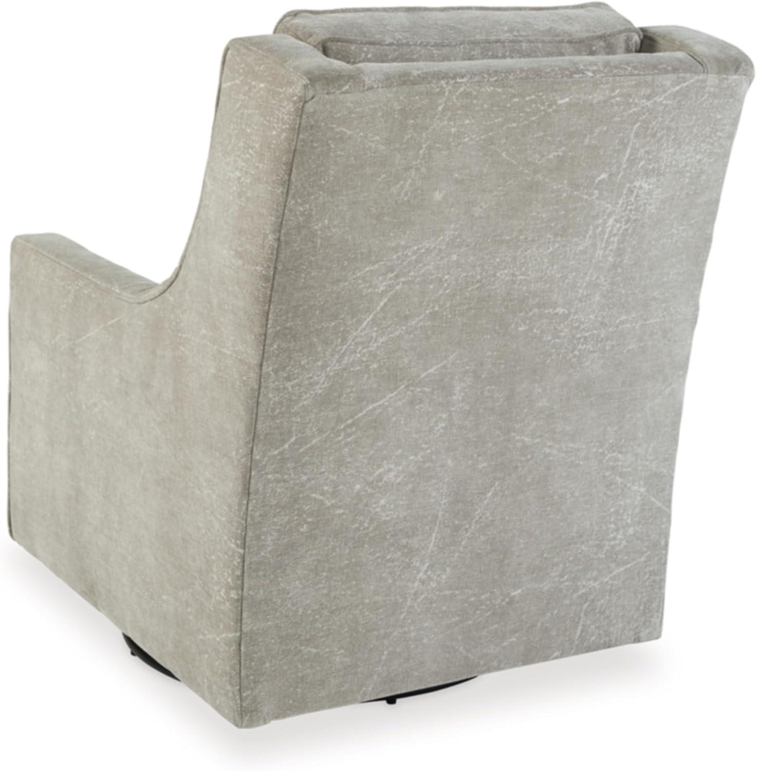 Gray Polyester Swivel Glider Accent Chair