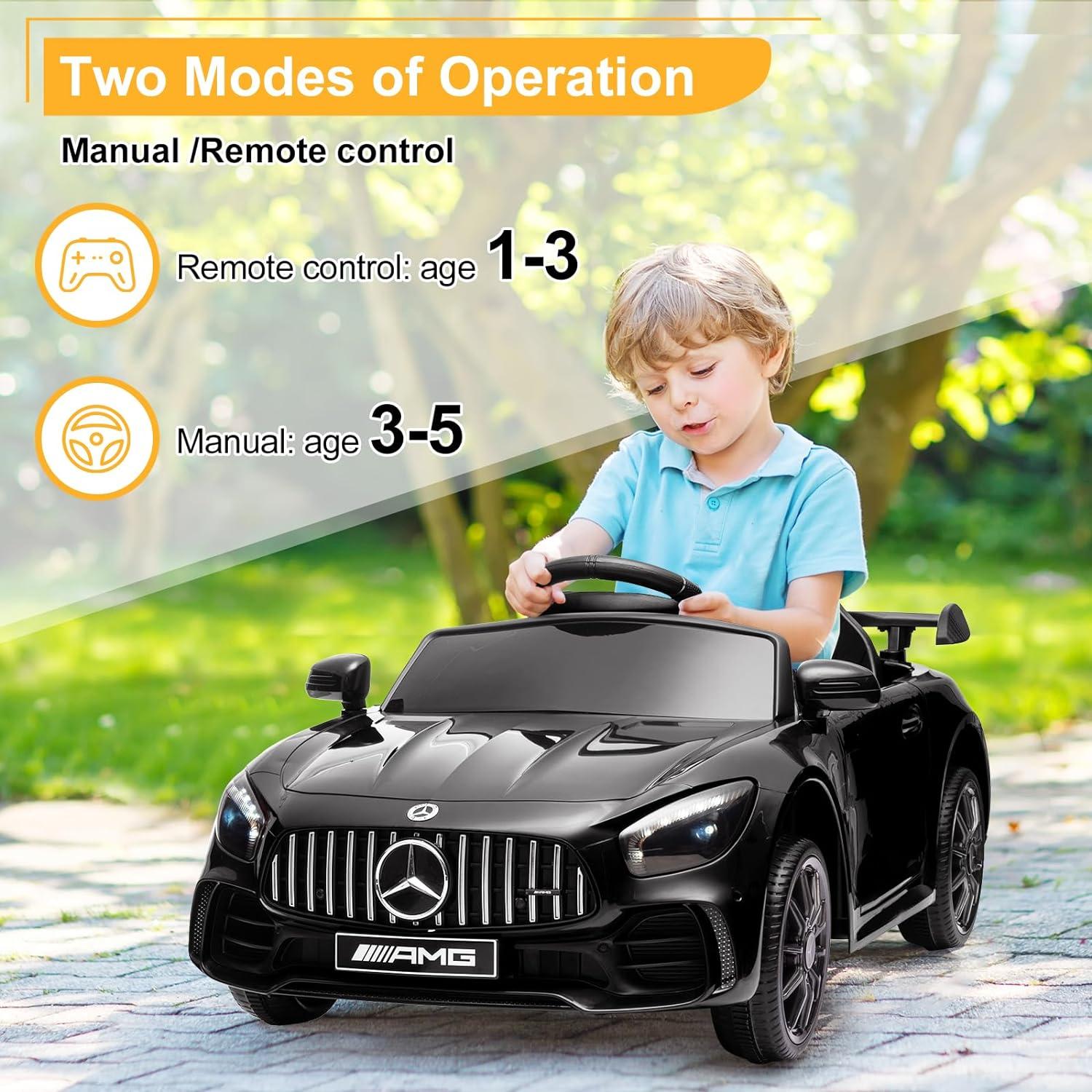 Black 12V Mercedes-Benz AMG GTR Kids Ride-On Car