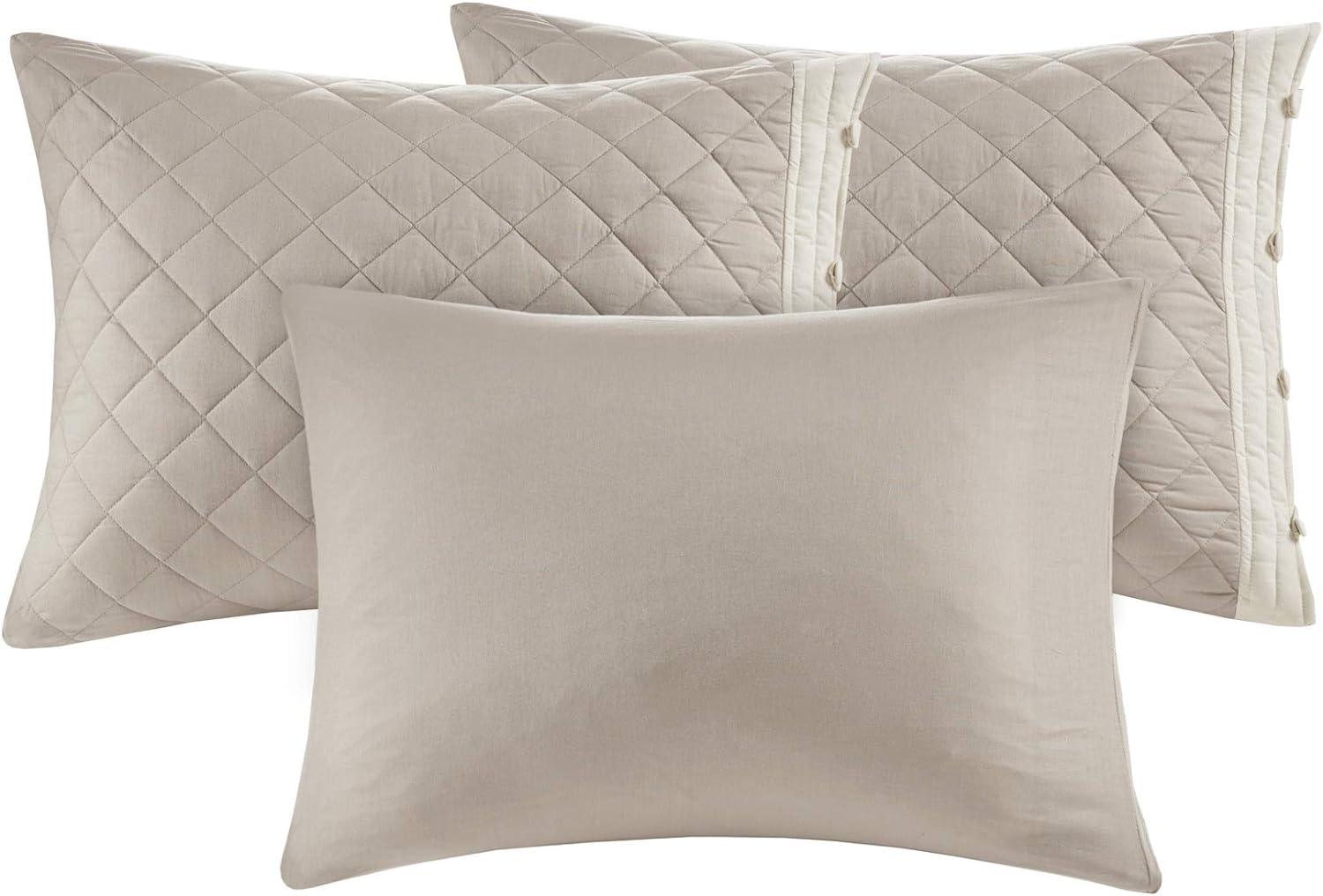 Ivory and Khaki Cotton Diamond Quilted Daybed Set