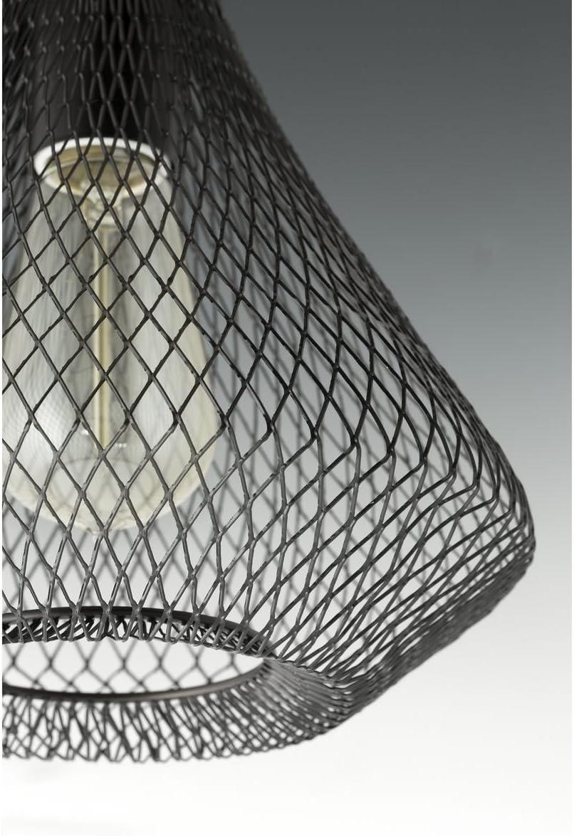 Antique Bronze Steel Mesh Mini-Pendant with Open Cage Design