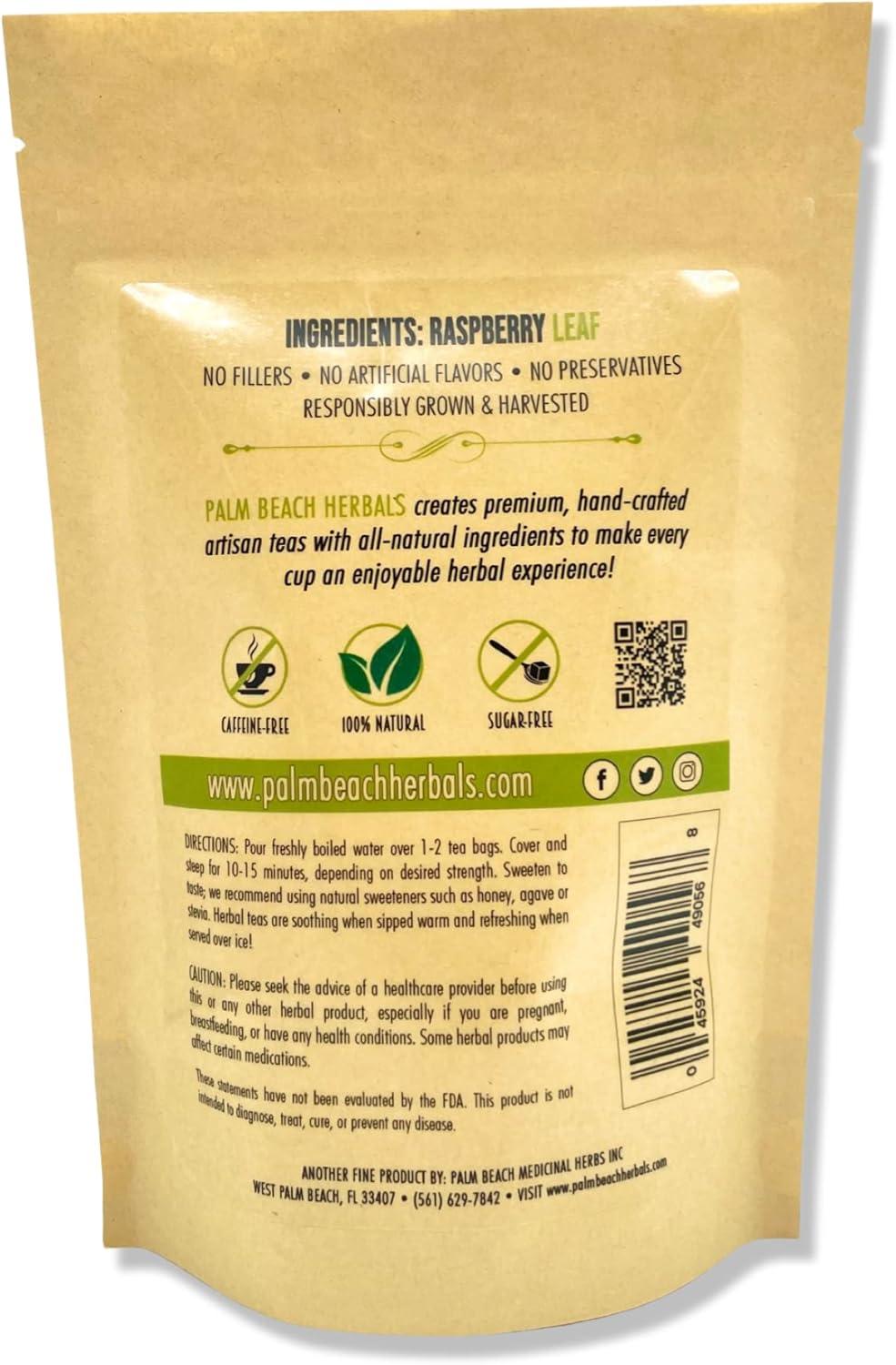 Palm Beach Herbals Raspberry Leaf Herbal Tea Bags, 30 Count