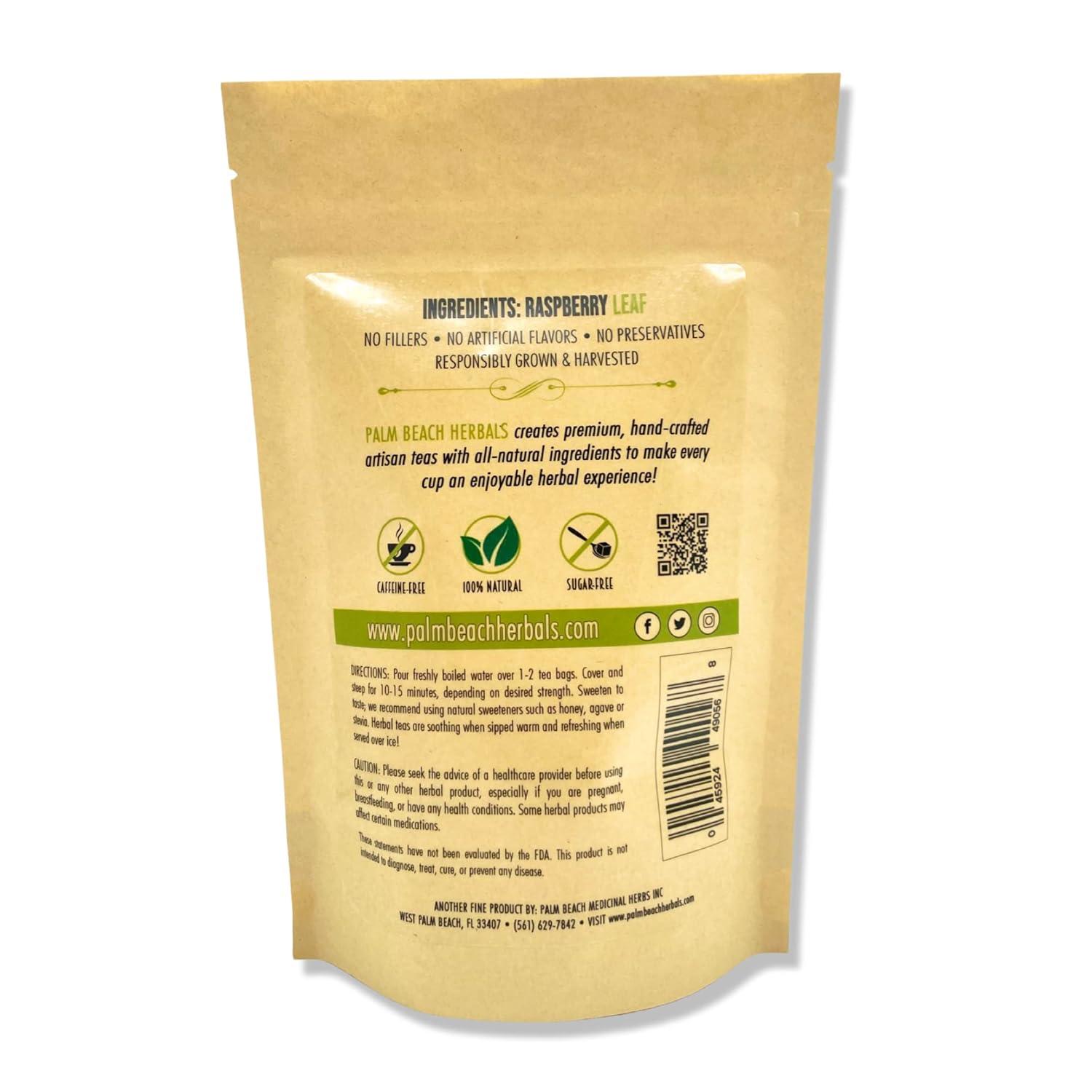 Palm Beach Herbals Raspberry Leaf Herbal Tea Bags, 30 Count