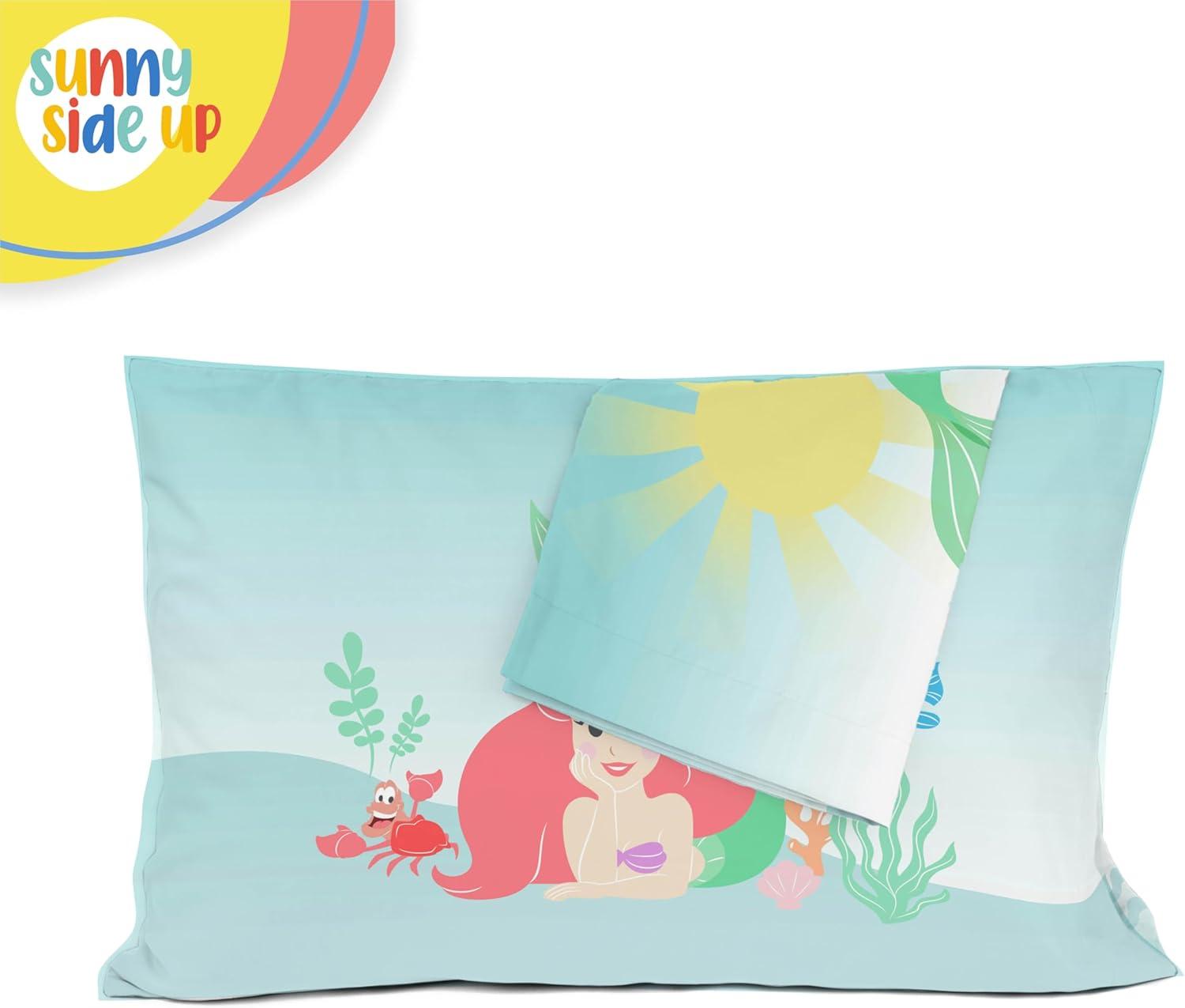 Sunny Side Up Disney The Little Mermaid 2 Pack Reversible Pillowcases - Double Sided Pillow Covers, Kids Super Soft Airel Bedding