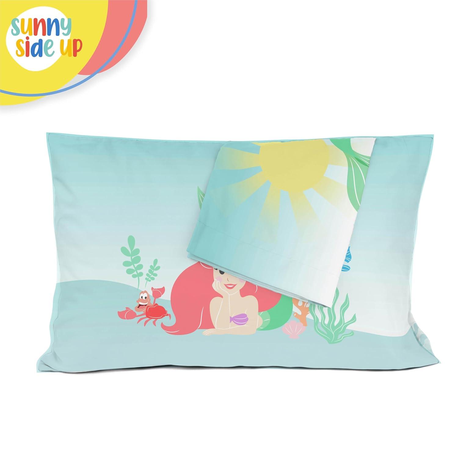Sunny Side Up Disney The Little Mermaid 2 Pack Reversible Pillowcases - Double Sided Pillow Covers, Kids Super Soft Airel Bedding