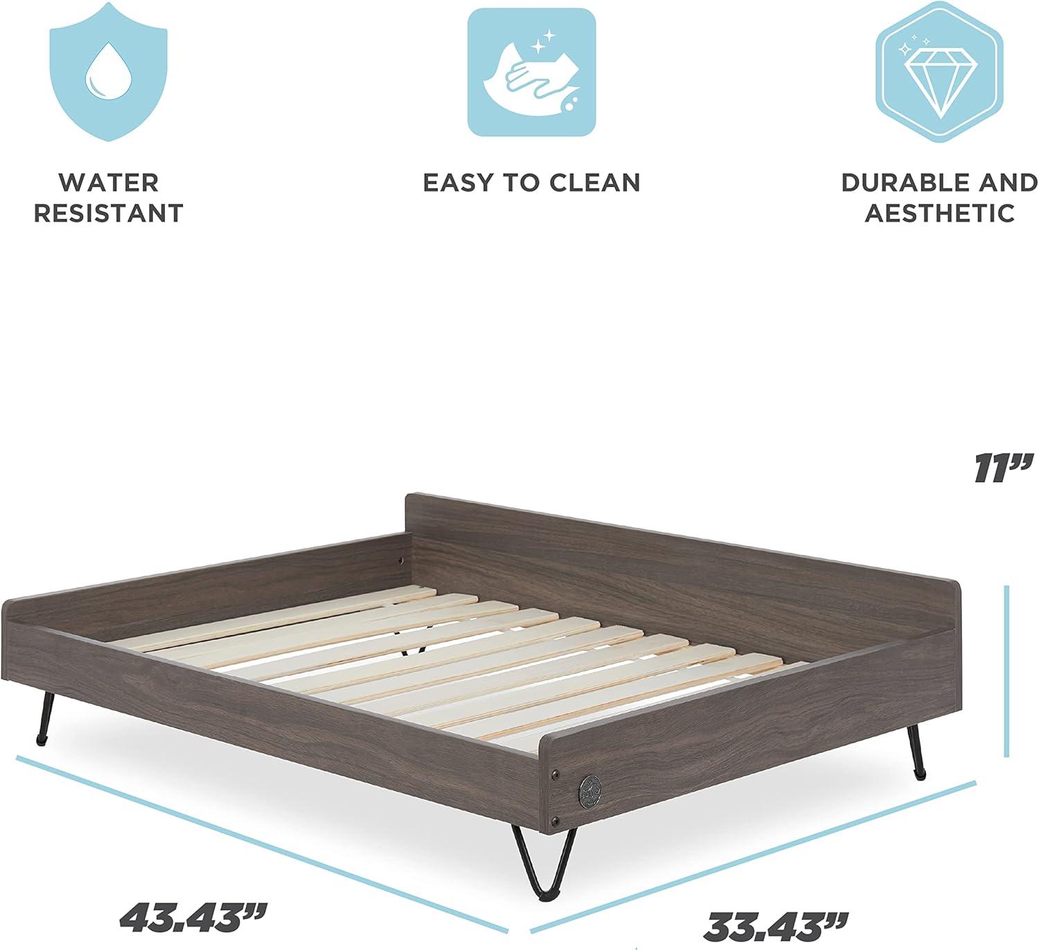TailZzz Chase Greenguard Gold Certified Pet Bed with Mattress - Large to Extra Large Elevated Wooden Pet Bed with Water-resistant Mattress