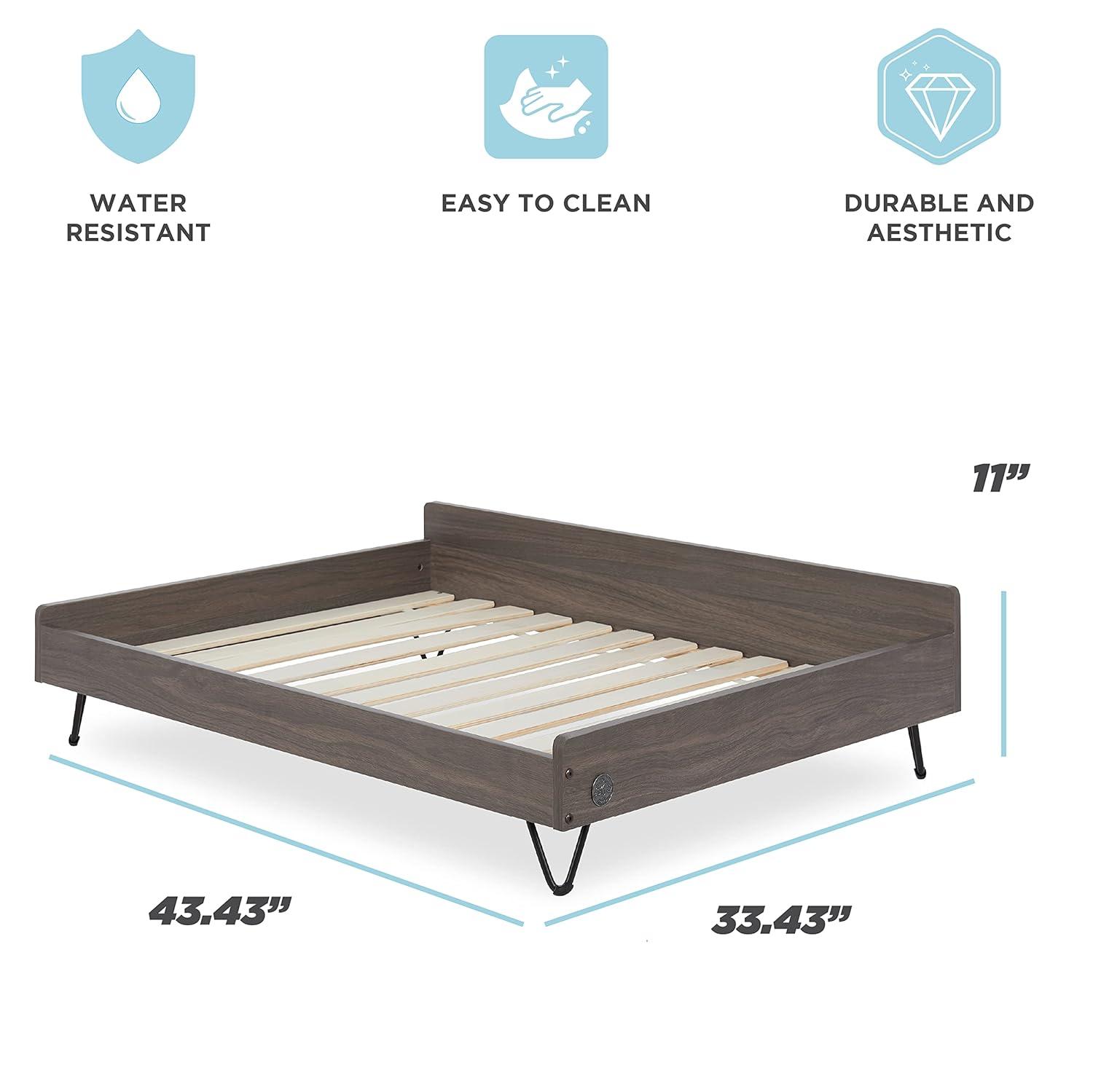 TailZzz Chase Greenguard Gold Certified Pet Bed with Mattress - Large to Extra Large Elevated Wooden Pet Bed with Water-resistant Mattress