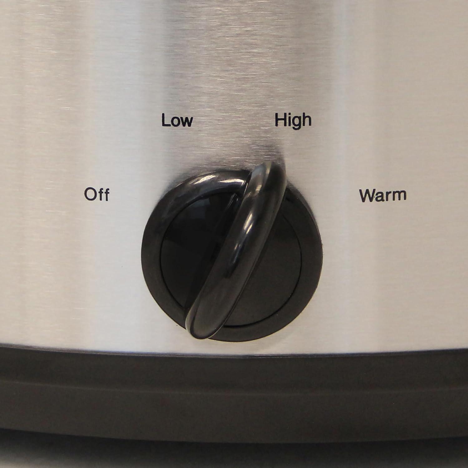 Silver 6-Quart Stainless Steel Oval Slow Cooker with Glass Lid