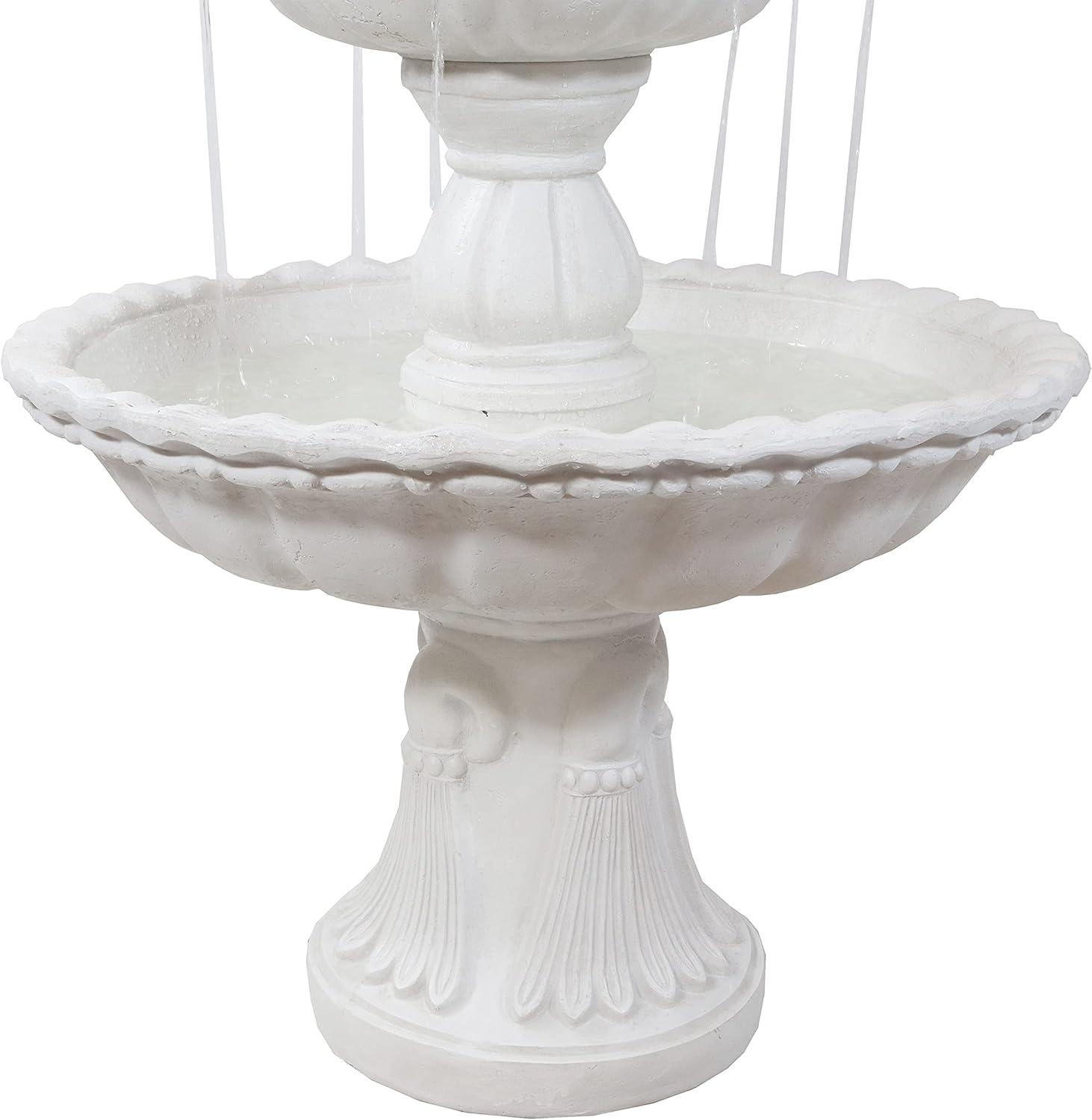 Sunnydaze Electric Fiberglass 3-Tier Welcome Pineapple Top Outdoor Water Fountain - 57" - White