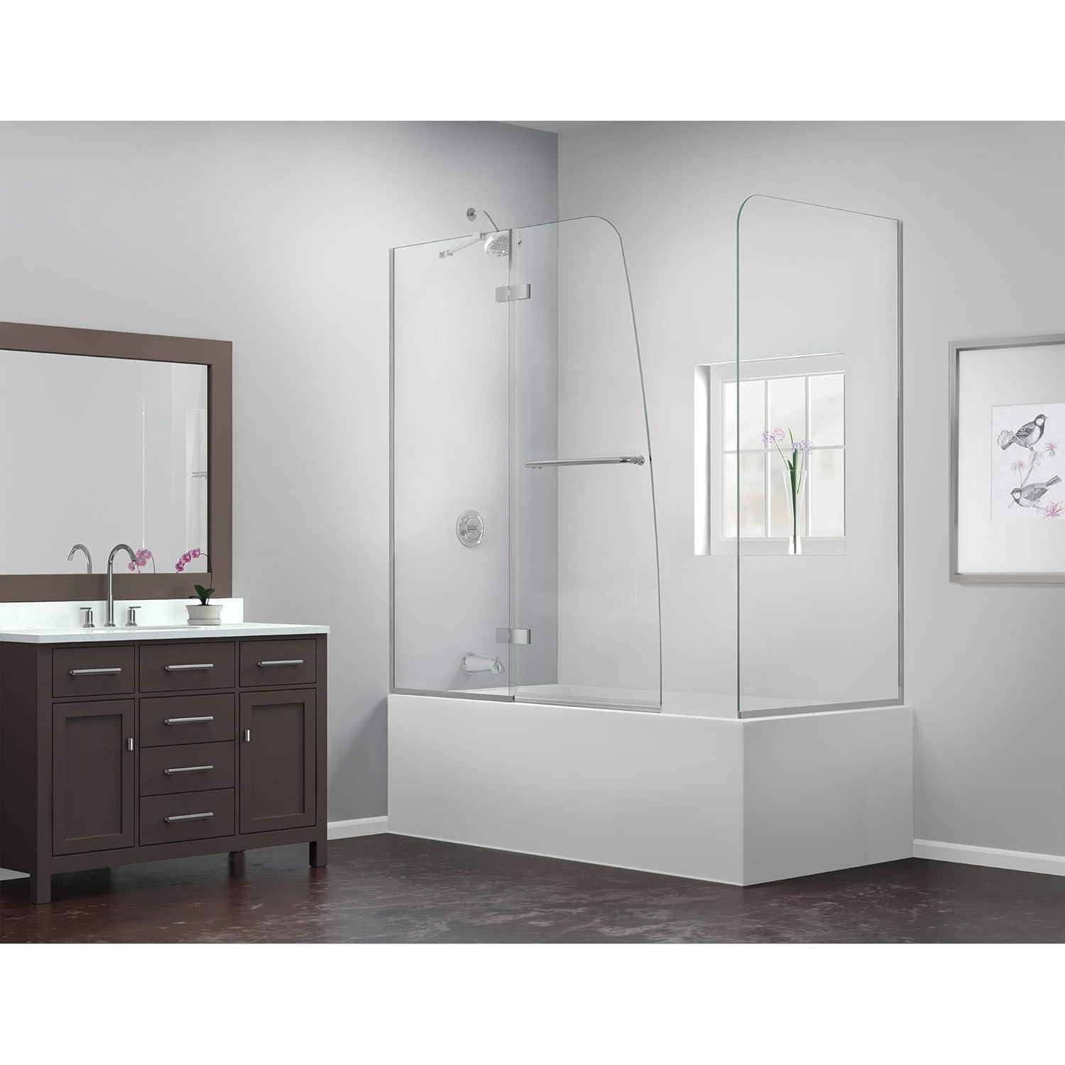 Aqua Ultra 57 "W x 58" H Semi-Frameless Tub Door with Return Panel