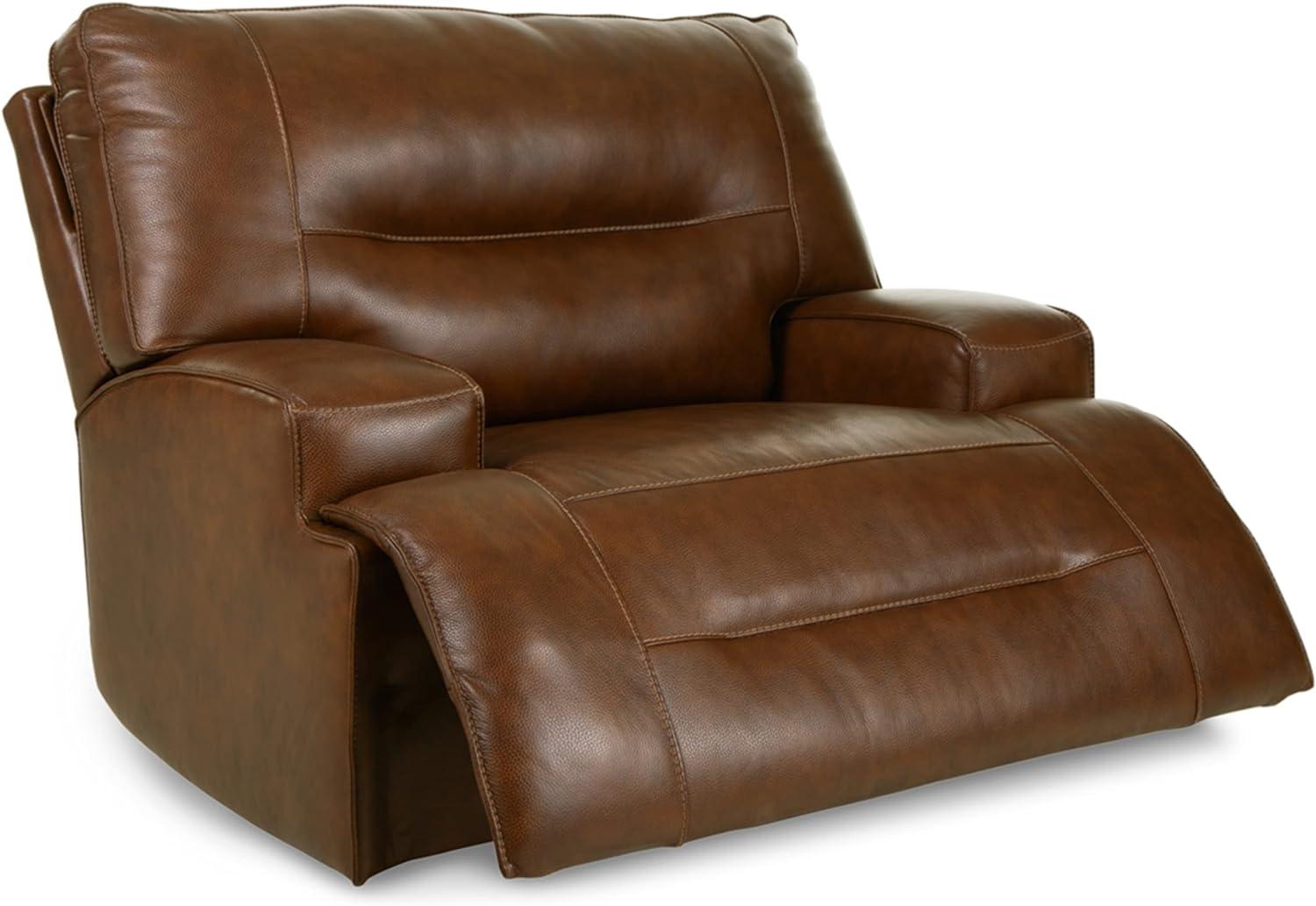 Ashley Furniture Francesca Leather Power Recliner with Headrest in Dark Brown