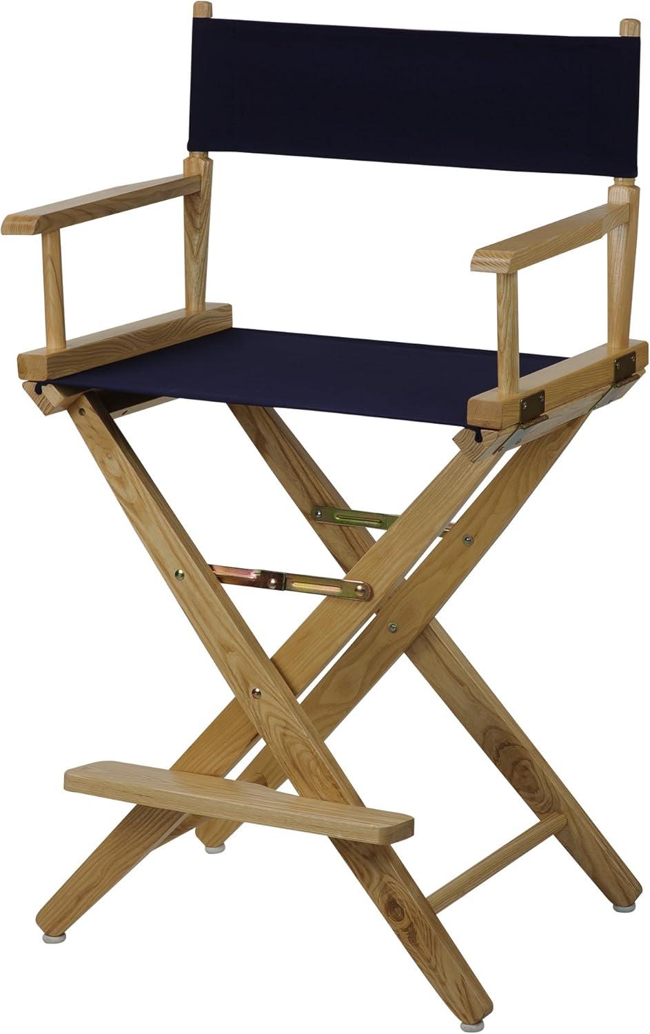 American Trails Extra-Wide Premium 24" Directors Chair Natural Frame W/Navy Color Cover