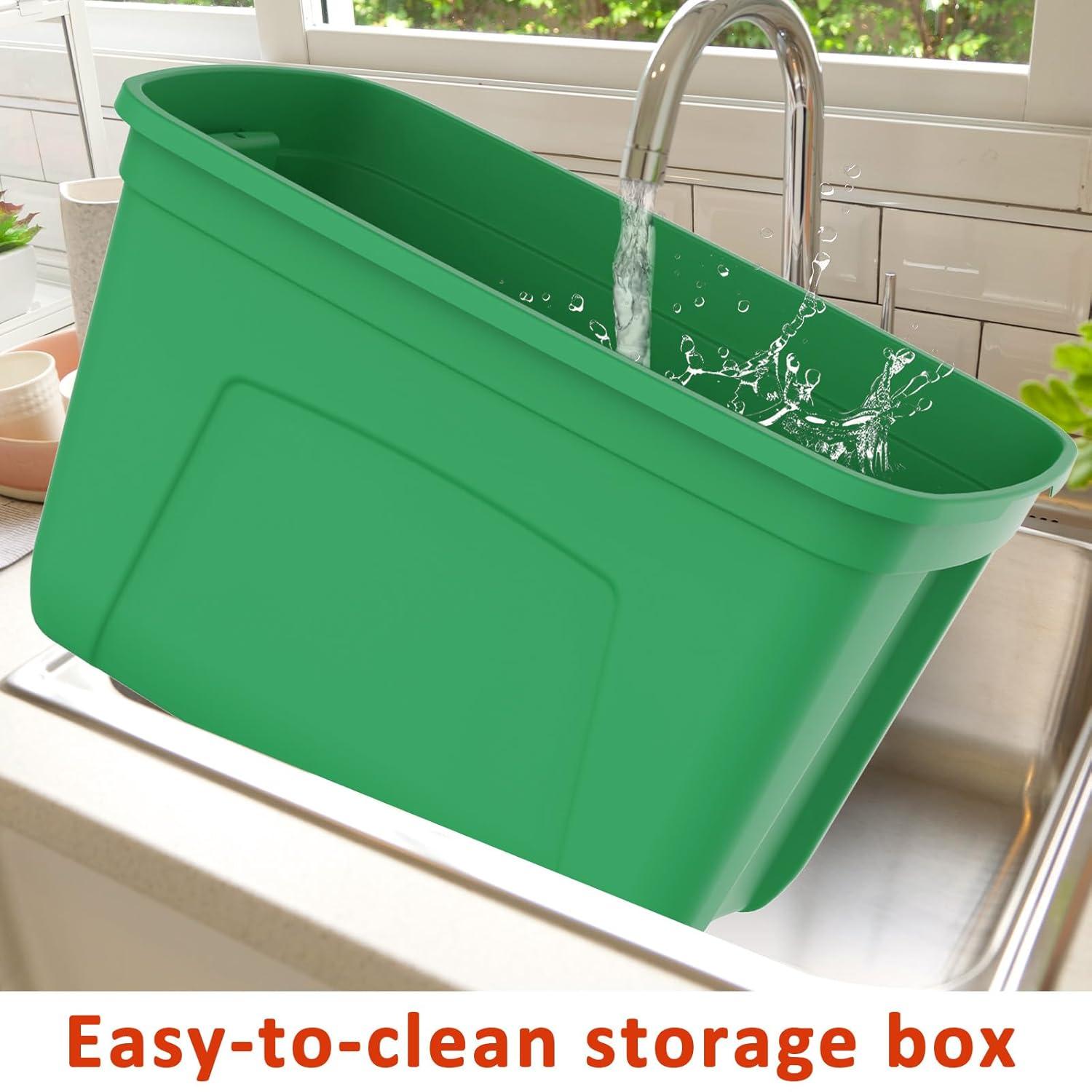 Green and Red 18-Gallon Stackable Plastic Christmas Storage Boxes with Lids (Set of 4)